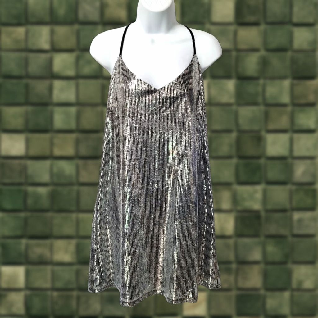 VINTAGE Wild Fable Sequin Party Dress Women's Mini Sleeveless L