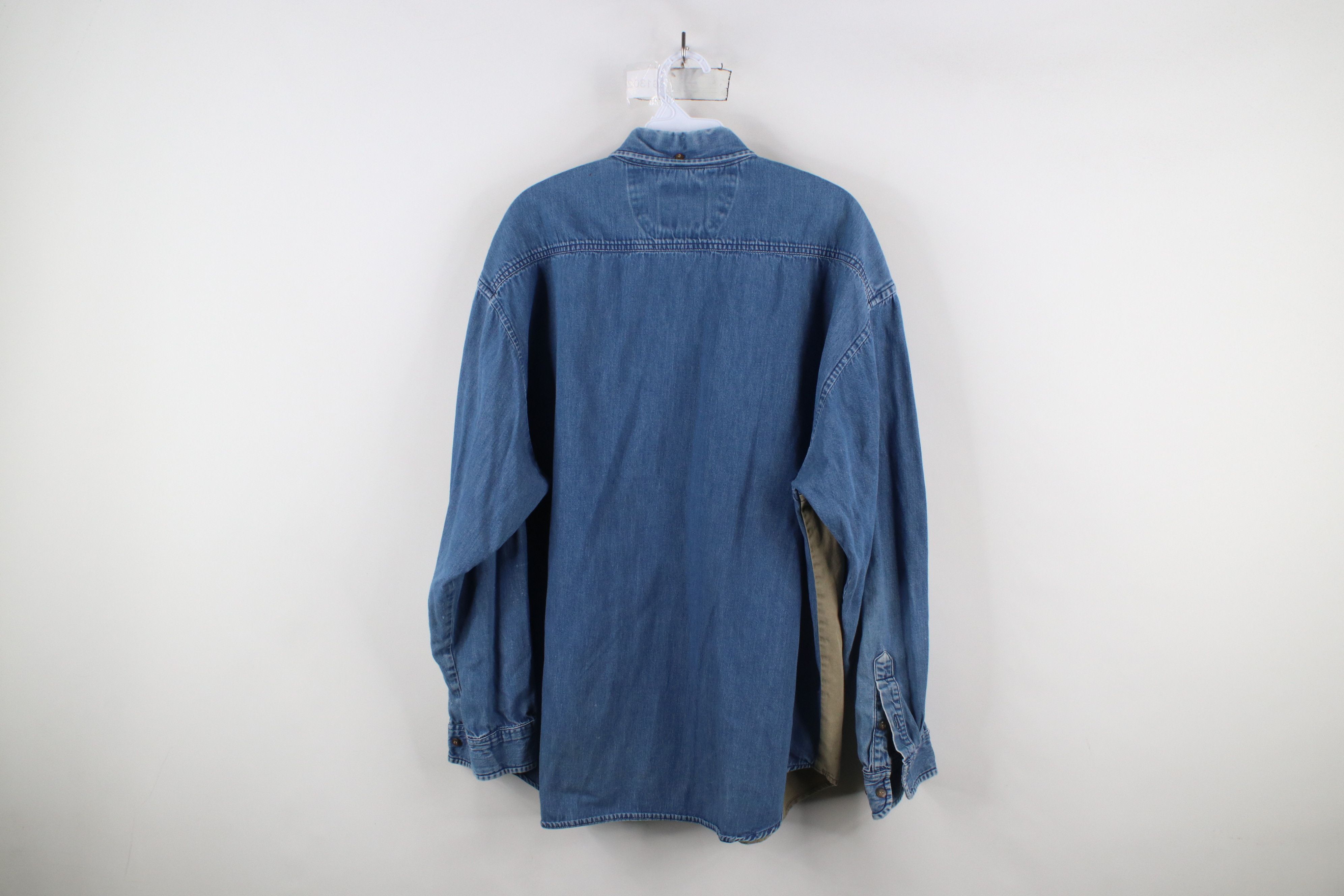 Vintage Vintage 90s Streetwear Block Denim Jean Button Down Shirt Size US XL / EU 56 / 4 - 14 Thumbnail