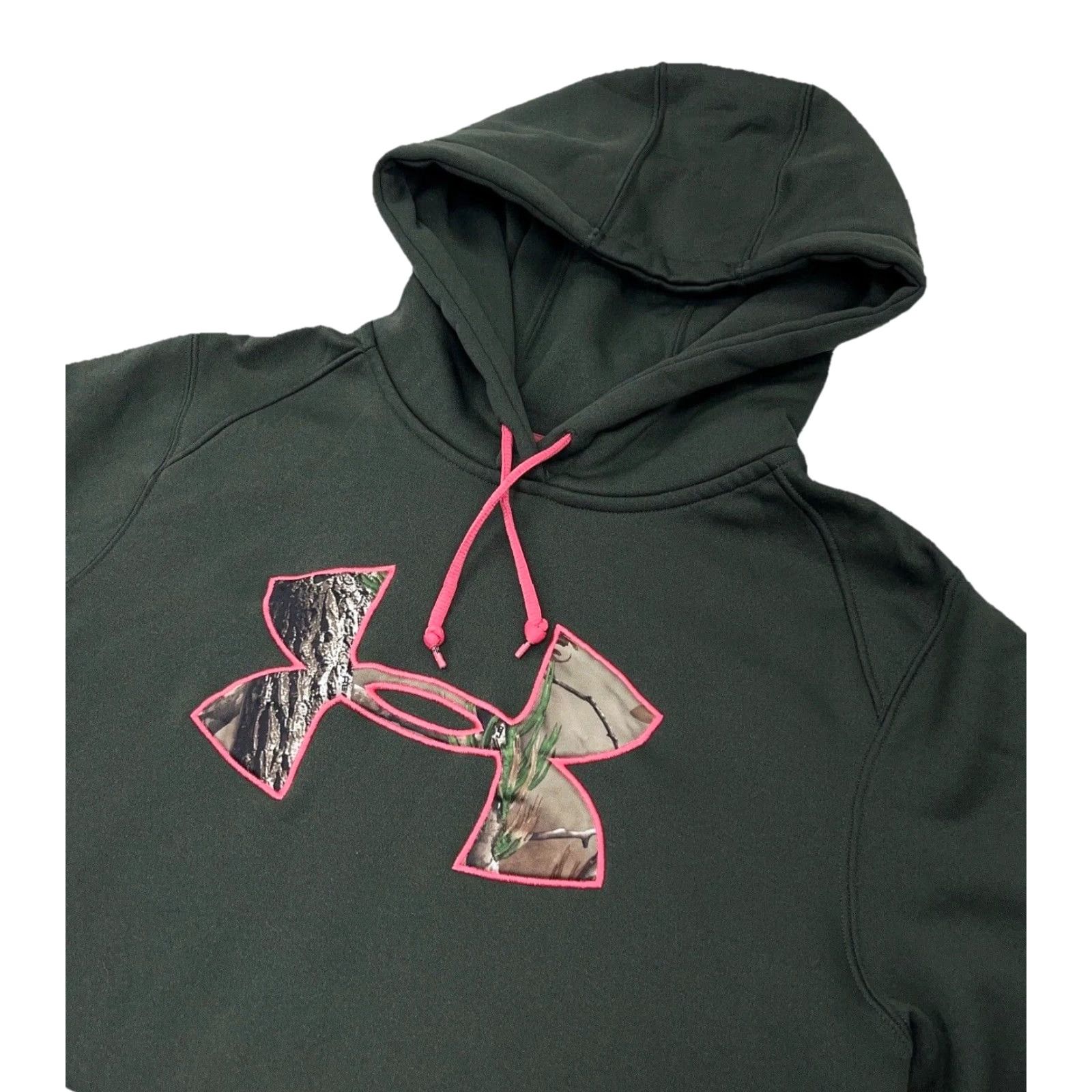 Under Armour Under Armour Hoodie Women M Green Pink Camo Logo Semi Fitted Pullover Sweatshirt Size M / US 6-8 / IT 42-44 - 2 Thumbnail