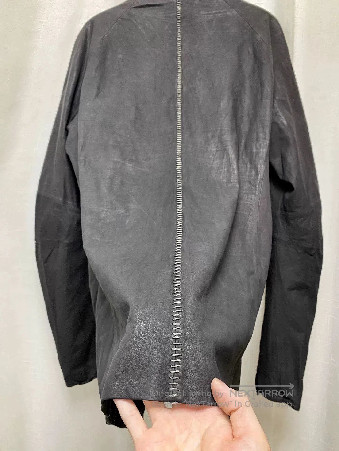 Other Dark Distressed Sheepskin Overlock Stitch Jacket. Size US M / EU 48-50 / 2 - 9 Thumbnail