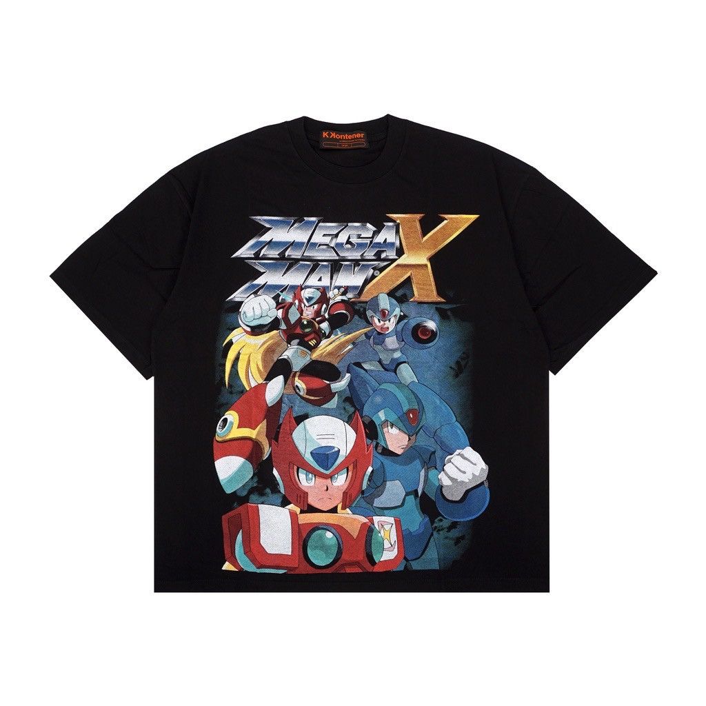 image of Anima x Tee Shirt Megaman - Mega Man X Anime Tee X Game Tee X Japan Anime Boot in Black (Size Large
