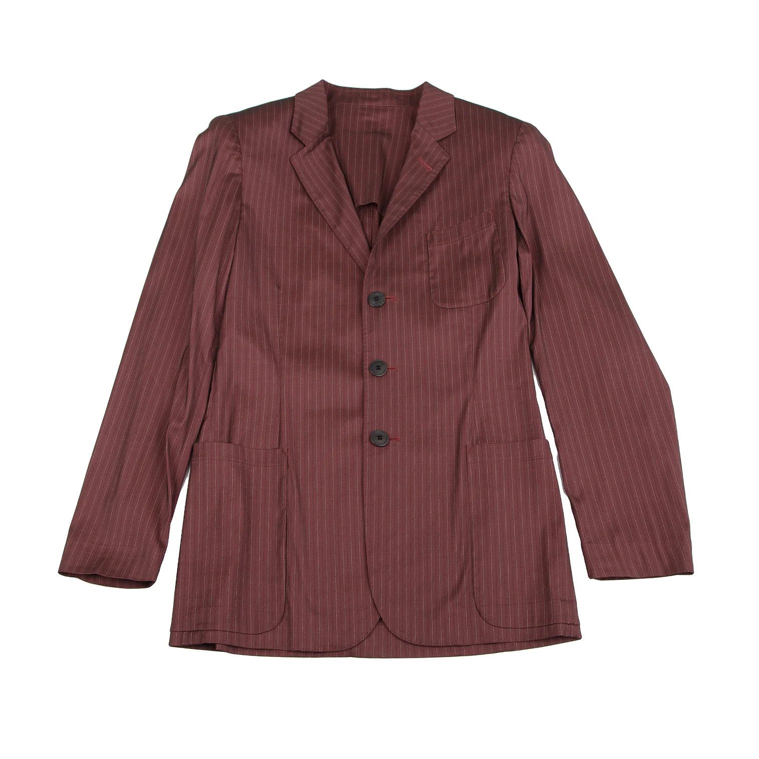 Stretch Stripe Power Shoulder Jacket in Red Size 48