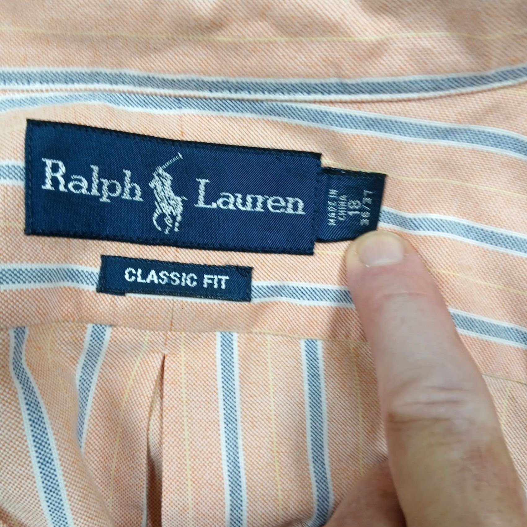 Ralph Lauren Polo Ralph Lauren Dress Shirt Classic Fit Men's 18 36/37 Orange Blue Stripe Button-Down Long Sleeve Cotton 100% Size US XXL / EU 58 / 5 - 3 Thumbnail
