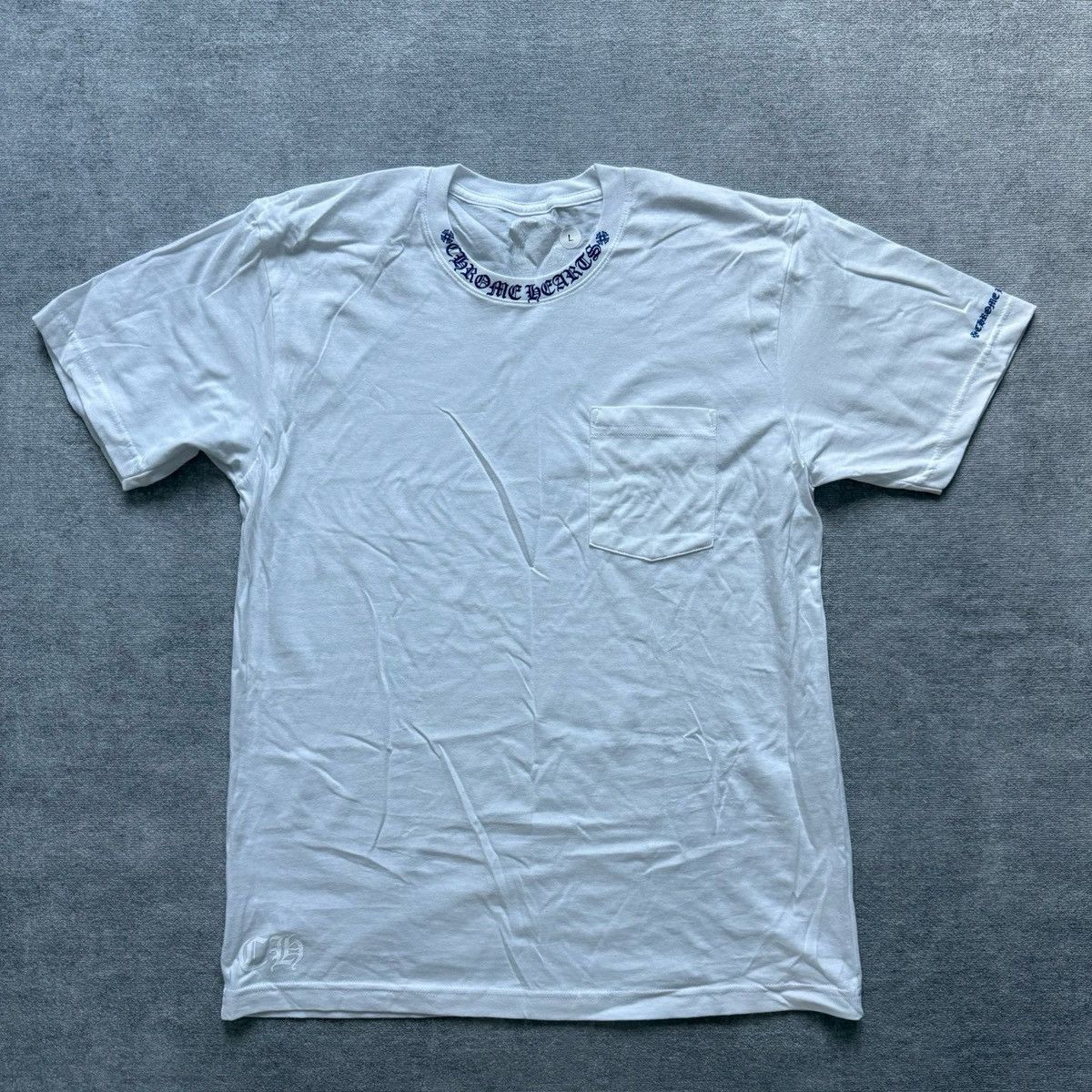 Chrome Hearts Chrome Hearts Blue Print Black Neck Logo Tee Size US XL / EU 56 / 4 - 1 Thumbnail