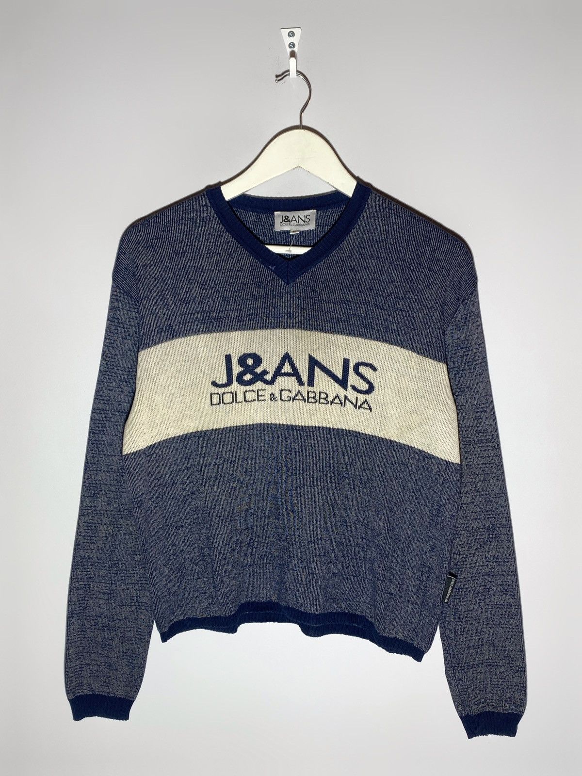 Dolce & Gabbana Vintage 90s Dolce & Gabbana Jeans V-neck Women’s Sweater Size L / US 10 / IT 46 - 1 Thumbnail