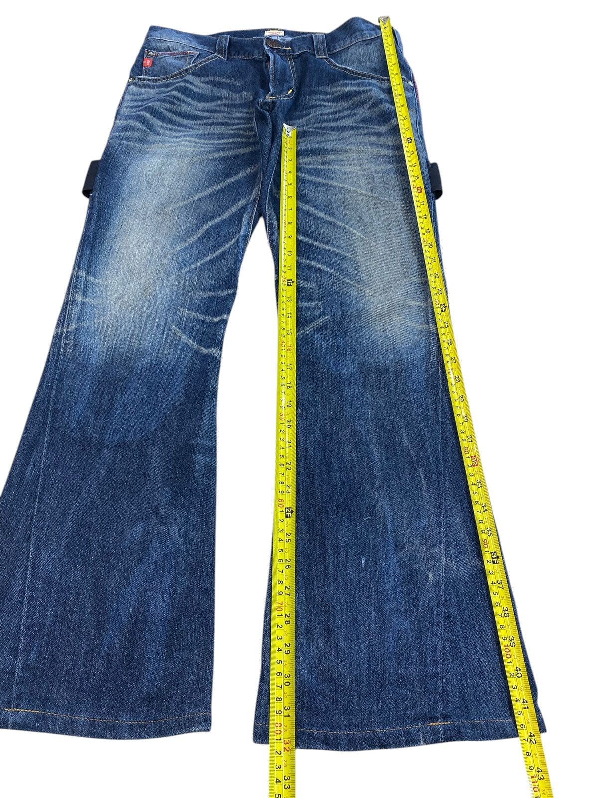 Edwin Edwin Blue Trip Whiskers Faded Wash Style Flare Jeans Size US 34 / EU 50 - 7 Thumbnail