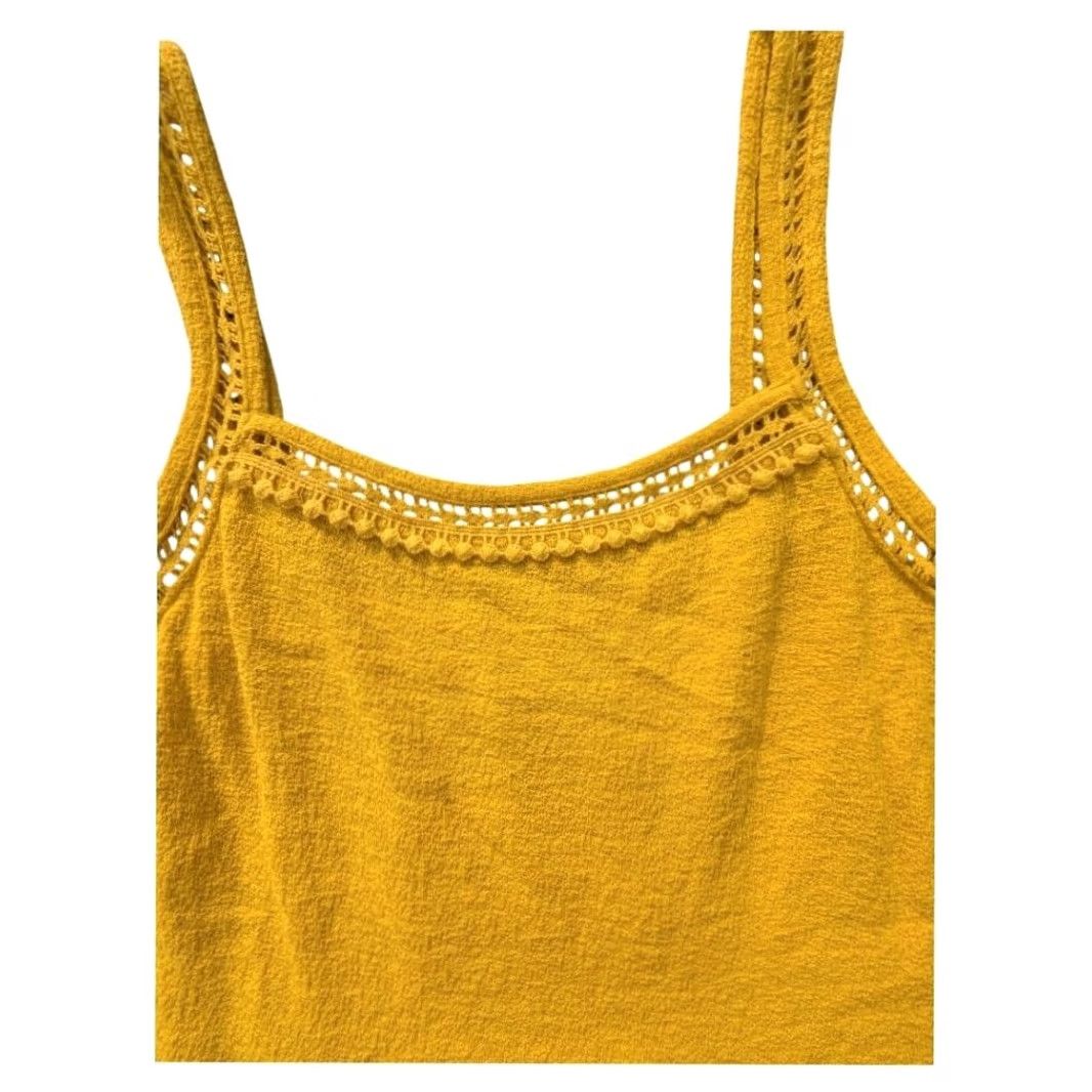 J.Crew Point Sur J.Crew Yellow Textured Cotton Tank Top Sz S Sleeveless Peplum Square Neck Coffee Boy? Size S / US 4 / IT 40 - 4 Thumbnail