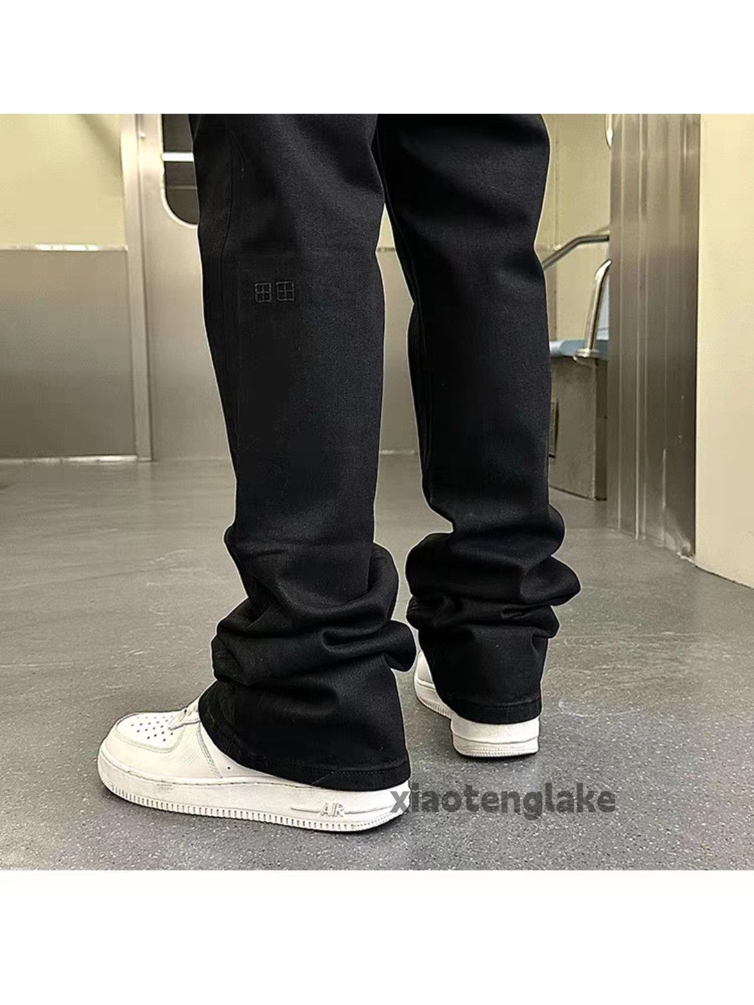 zx wax coated stack punk grunge opium flared jeans