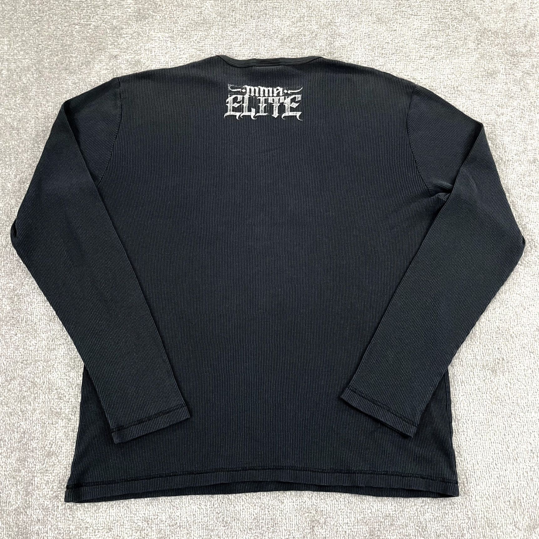 Vintage MMA Elite Shirt Men 2XL Black Thermal Waffle Knit Skater Graphic Long Sleeve Logo Cross Size US XXL / EU 58 / 5 - 2 Thumbnail