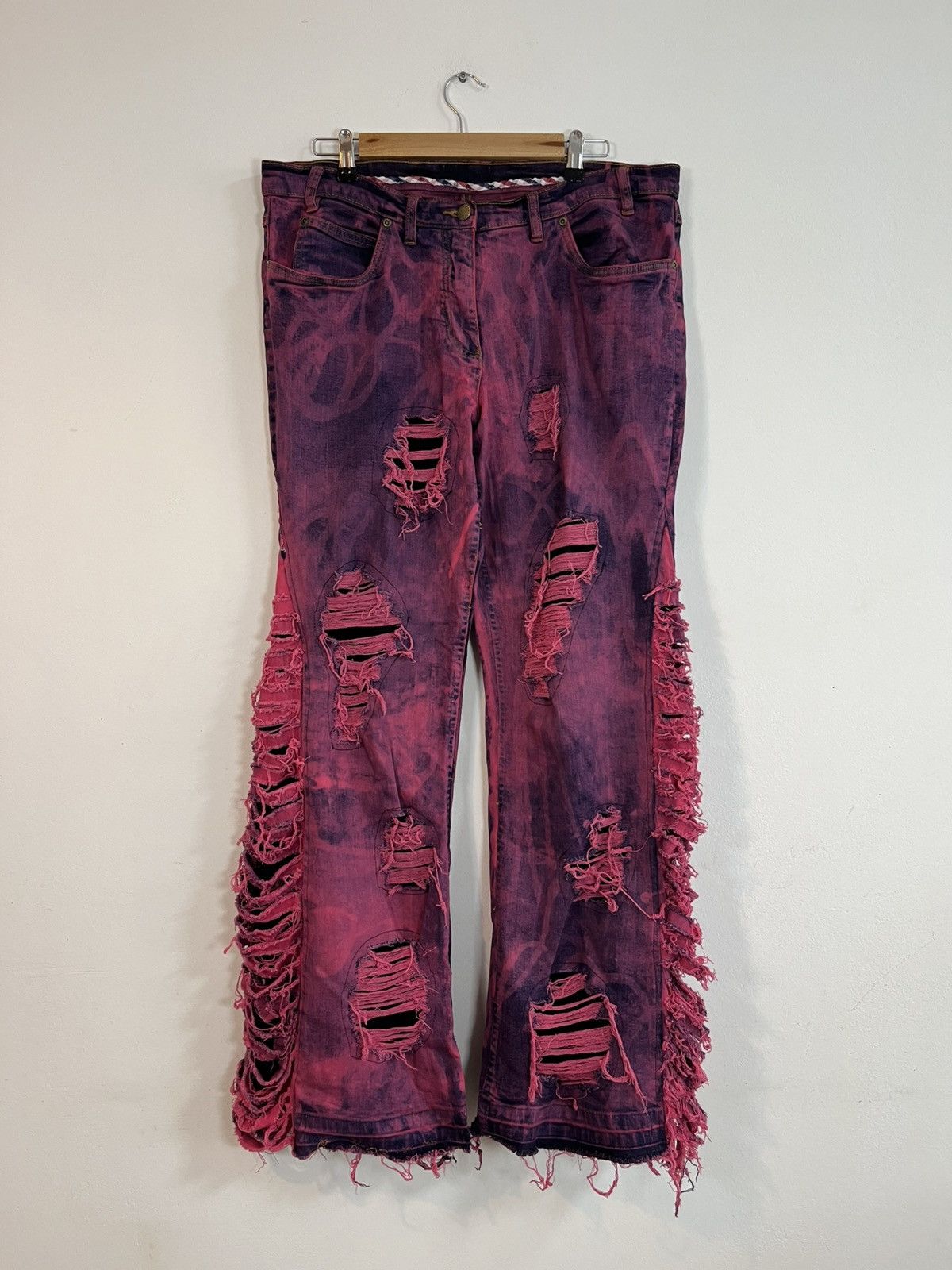 RARE Opium Handmade Ripped Jeans Archive Flared Denim