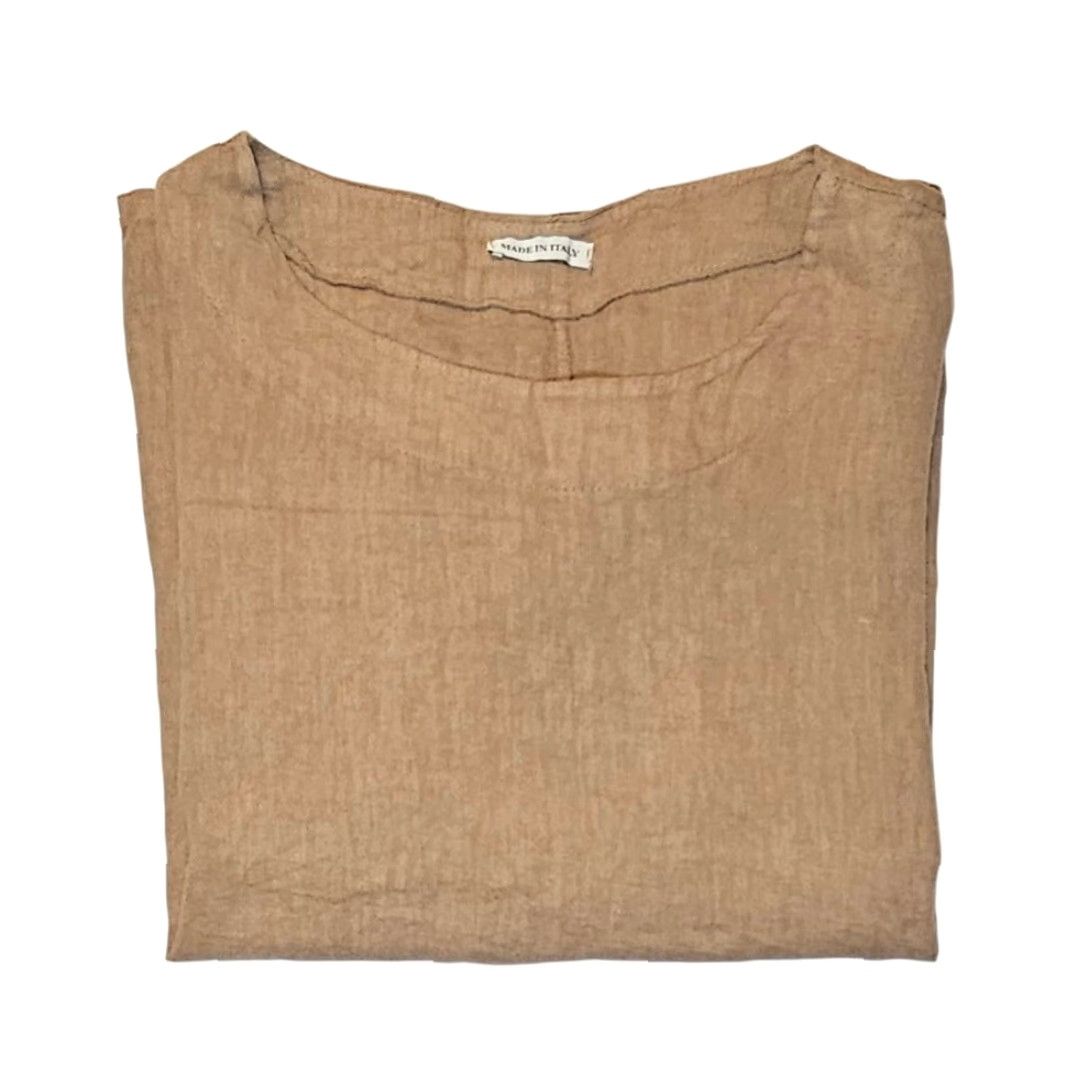 Vintage VINTAGE Made in Italy Linen Top Womens 2XL Beige 3/4 Sleeve Blouse Linen 100% AJ Andrea Jovine Womens Blouse All Seasons Casual Travel Size XXL / US 16-18 / IT 52-54 - 3 Thumbnail