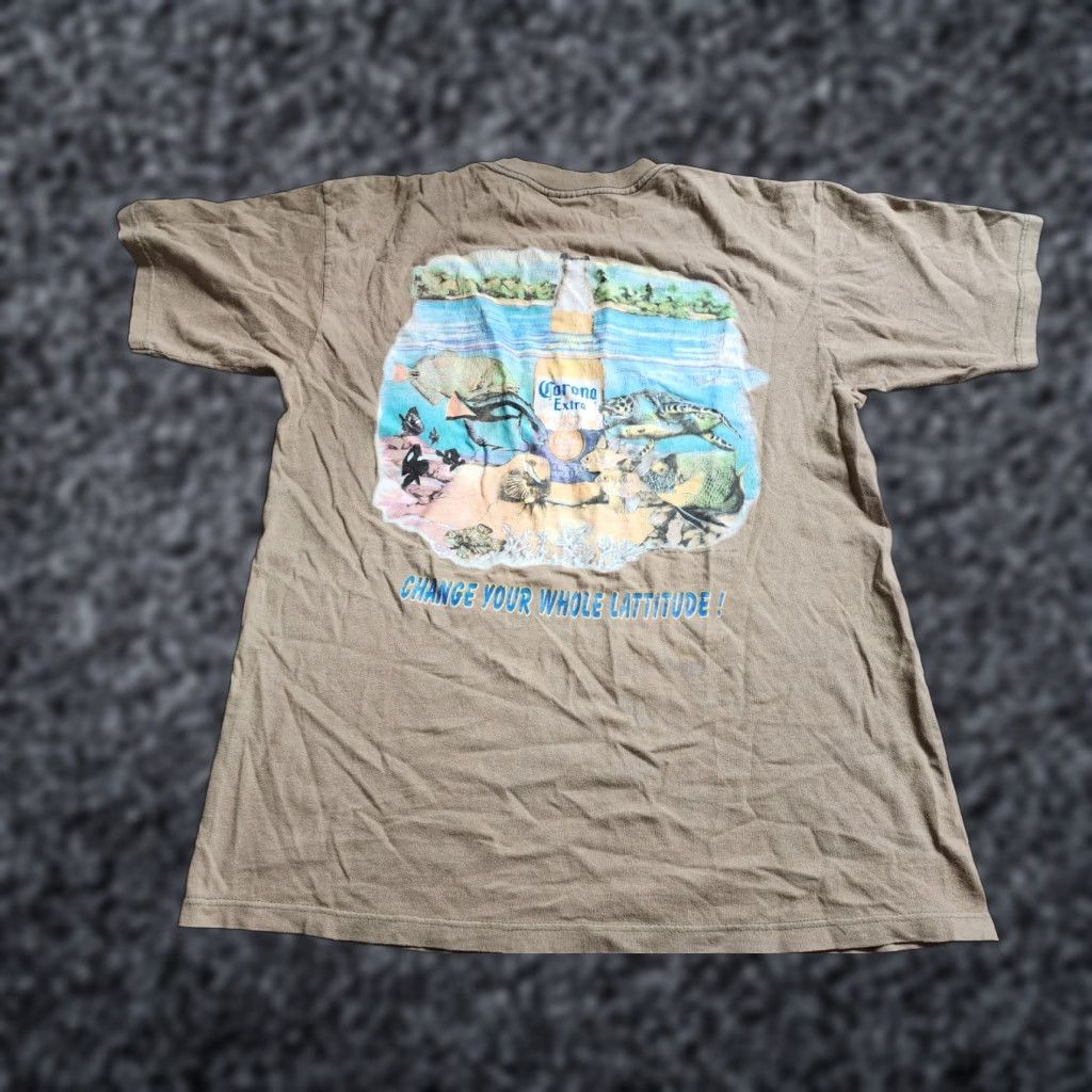 Delta Vintage Corona Extra Mens L Double Sided Beer T Shirt Distressed Green 100% Cotton Delta Crew Neck Short Sleeve 1990s Mens Clothing Size US L / EU 52-54 / 3 - 1 Thumbnail
