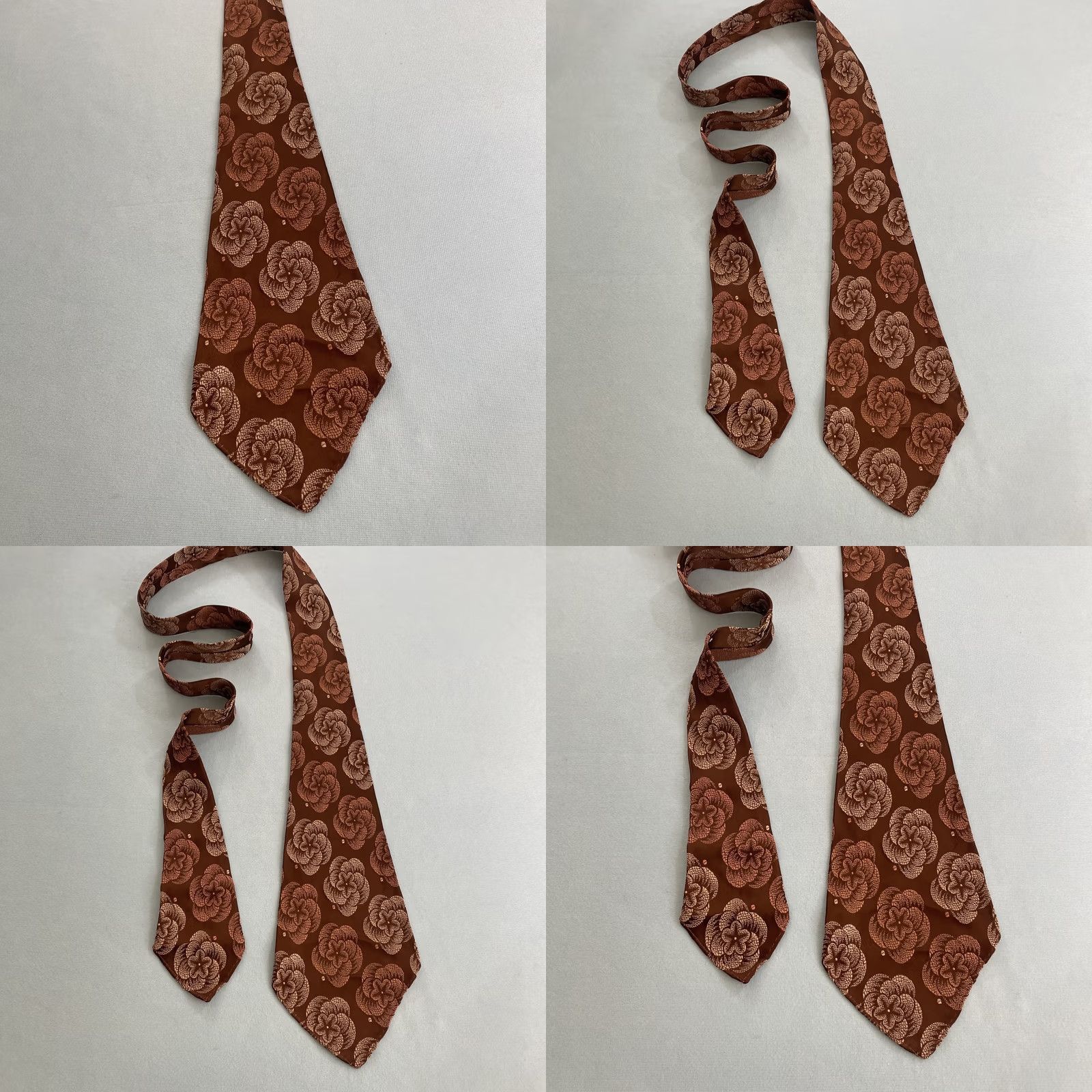Arrow VINTAGE Arrow Tie Brown Silk Woven Floral MCM Wide Kipper Rockabilly 40s Vtg 4.5x51 Size ONE SIZE - 11 Thumbnail