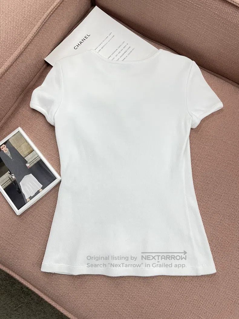 Chanel Chanel 23C white beaded letter embroidery short sleeves Size XS / US 0-2 / IT 36-38 - 3 Thumbnail