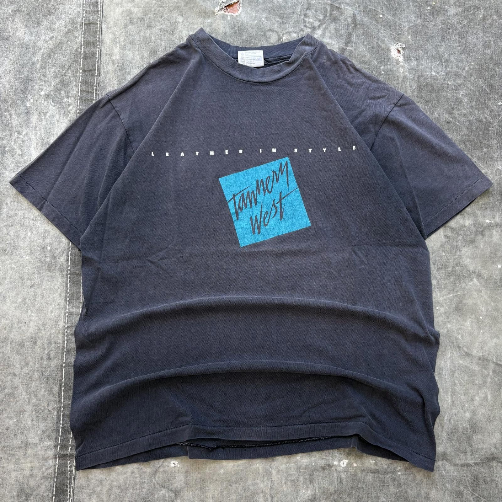 Tannery West Vintage 80s Tannery West Leather Faded Black Hanes Shirt Size US XL / EU 56 / 4 - 1 Thumbnail