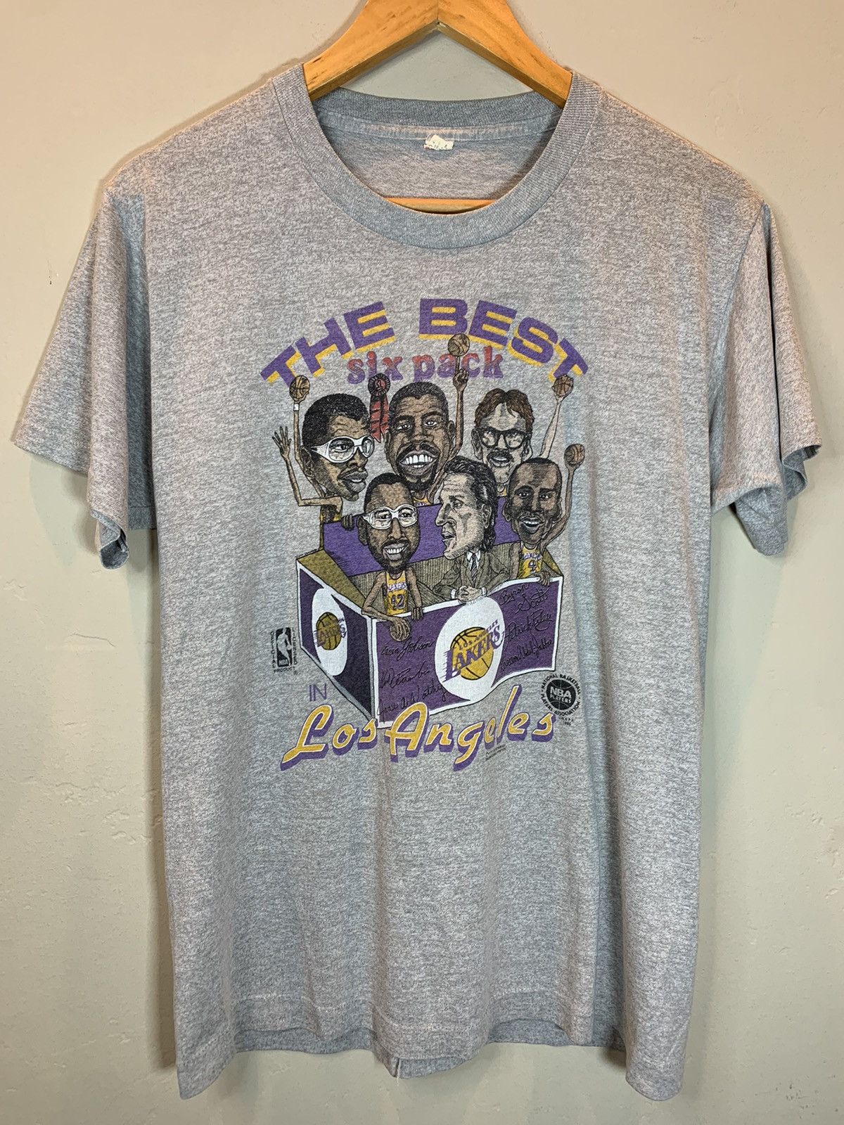 NBA × Vintage RARE Vintage 80s LA Lakers Best Six Pack Single Stitch Shirt Size US L / EU 52-54 / 3 - 1 Thumbnail