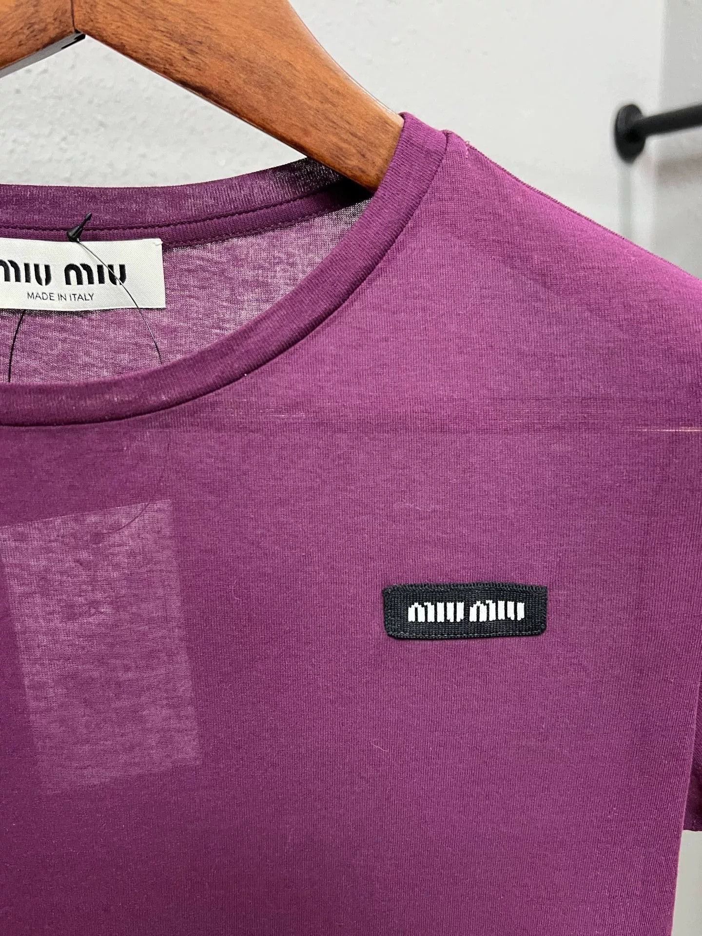 Miu Miu Miu Miu Purple Intarsia Patch Logo Short Sleeve Size US 28 / EU 44 - 3 Thumbnail