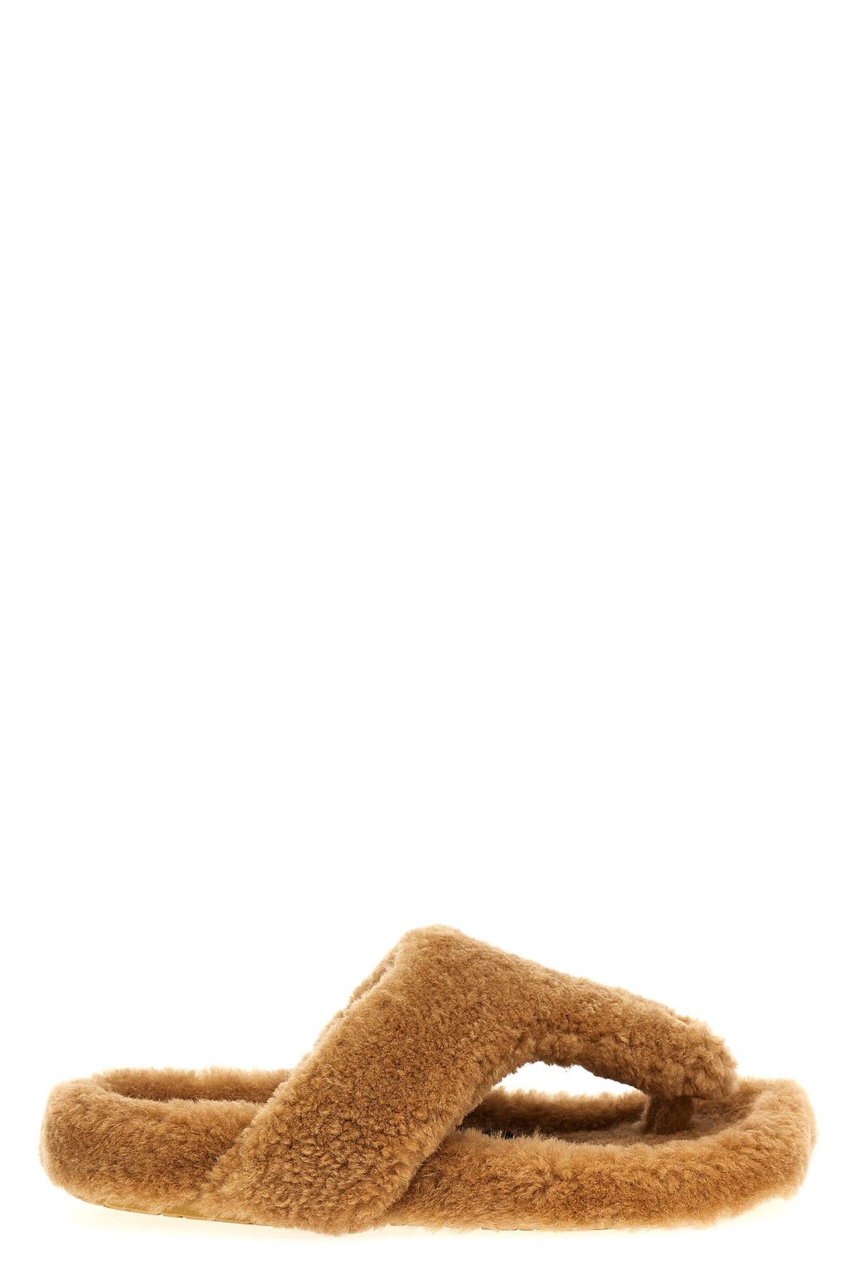 image of Loewe Shearling Sandals in Beige, Women's (Size 7)