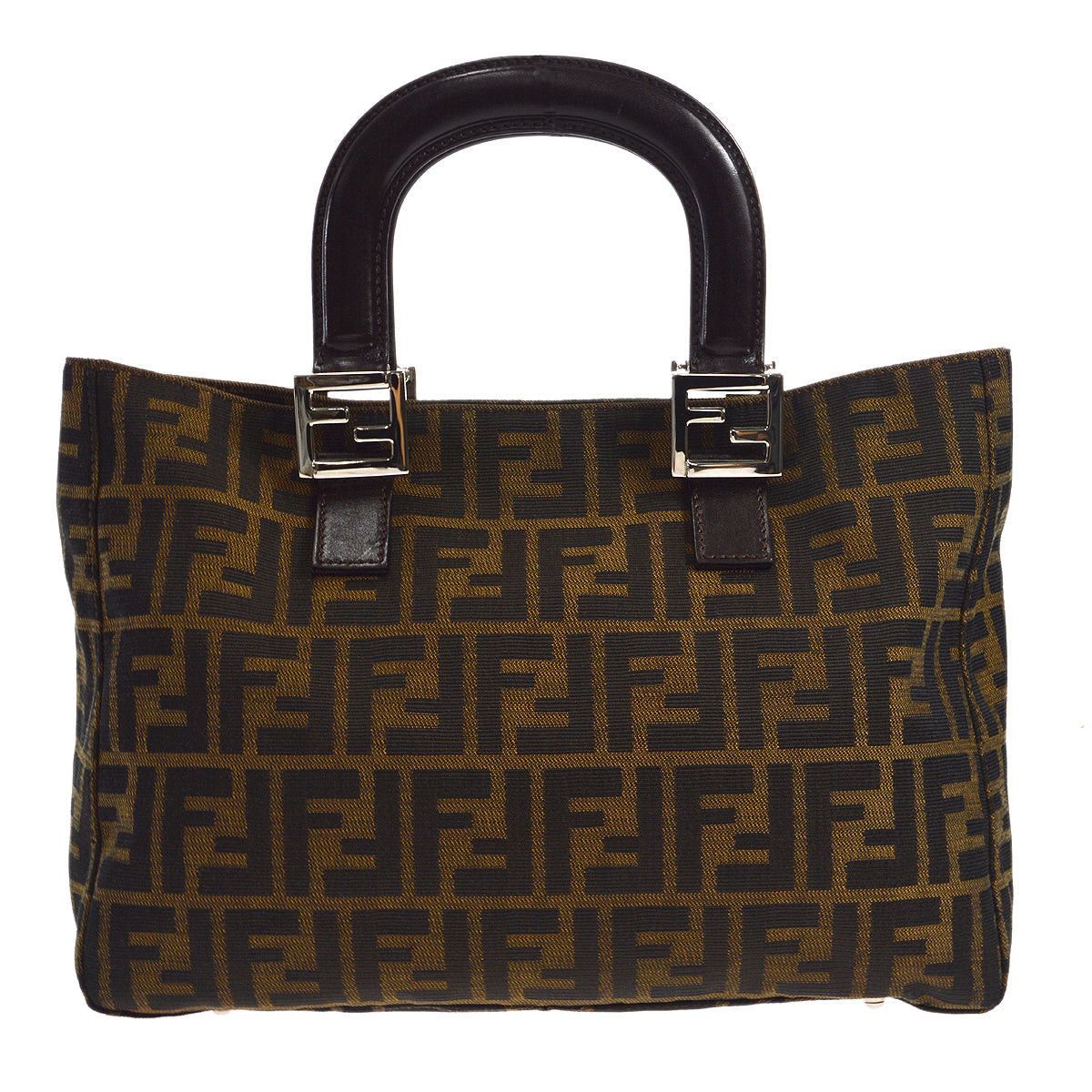 image of Fendi Zucca Tote Handbag Brown 96495 in Black, Women's