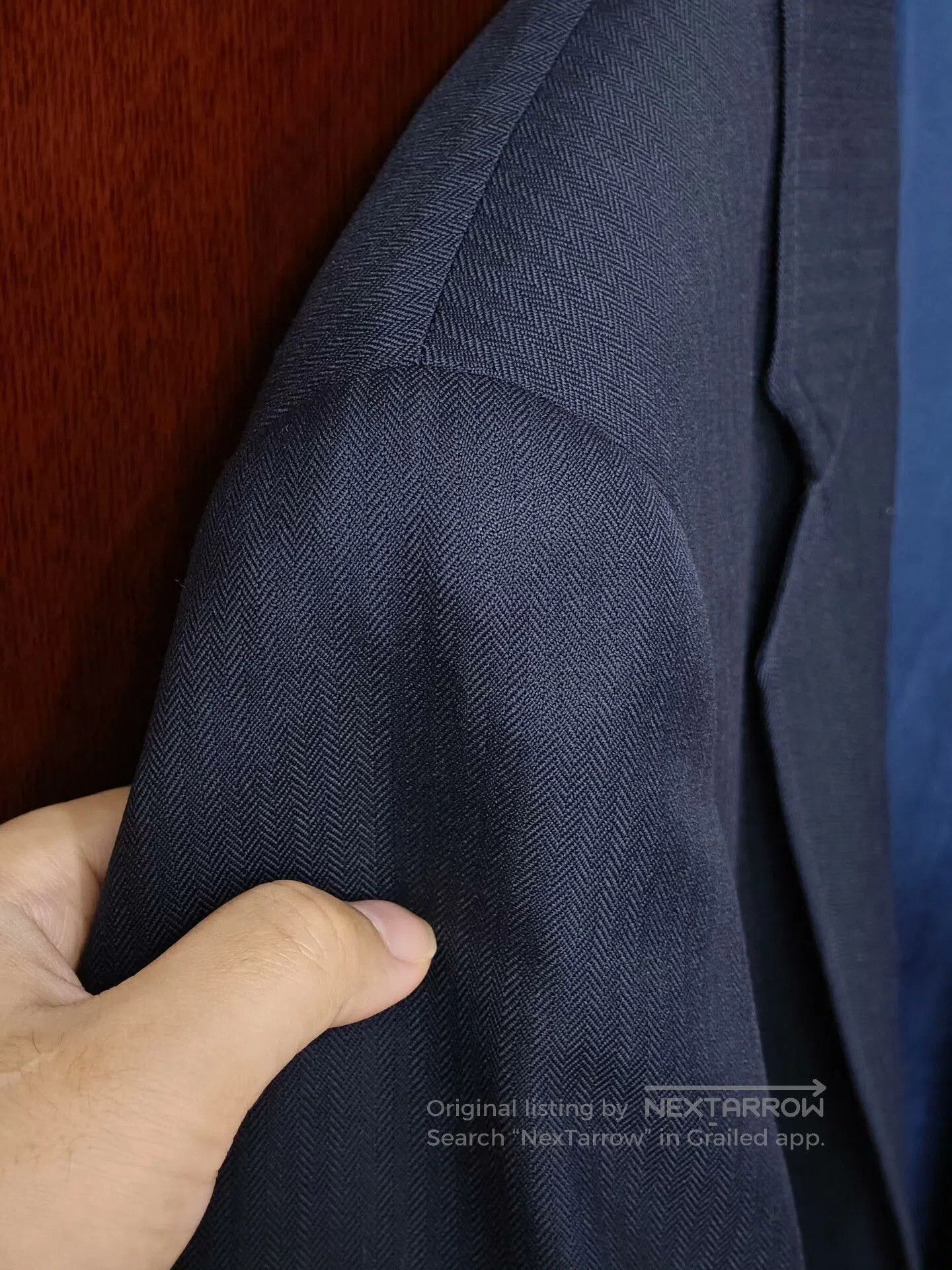Holland & Sherry Custom Navy Wool Suit Jacket. Size US S / EU 44-46 / 1 - 3 Thumbnail