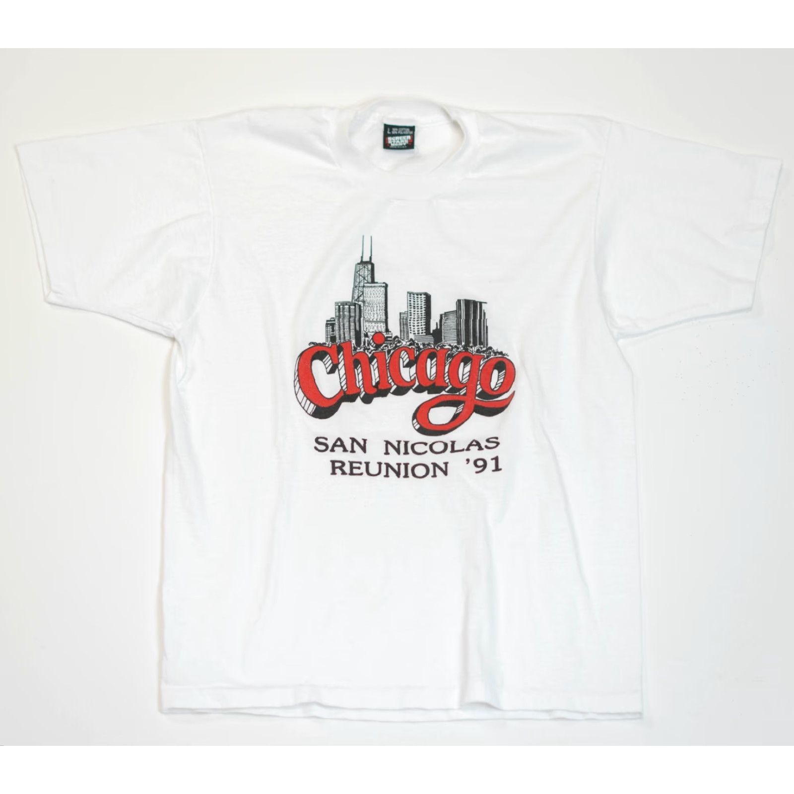 Vintage VINTAGE Chicago T Shirt Men's L Screen Stars Crew Neck White Cotton Graphic Print Band City USA 2000s 90s Size US L / EU 52-54 / 3 - 2 Thumbnail
