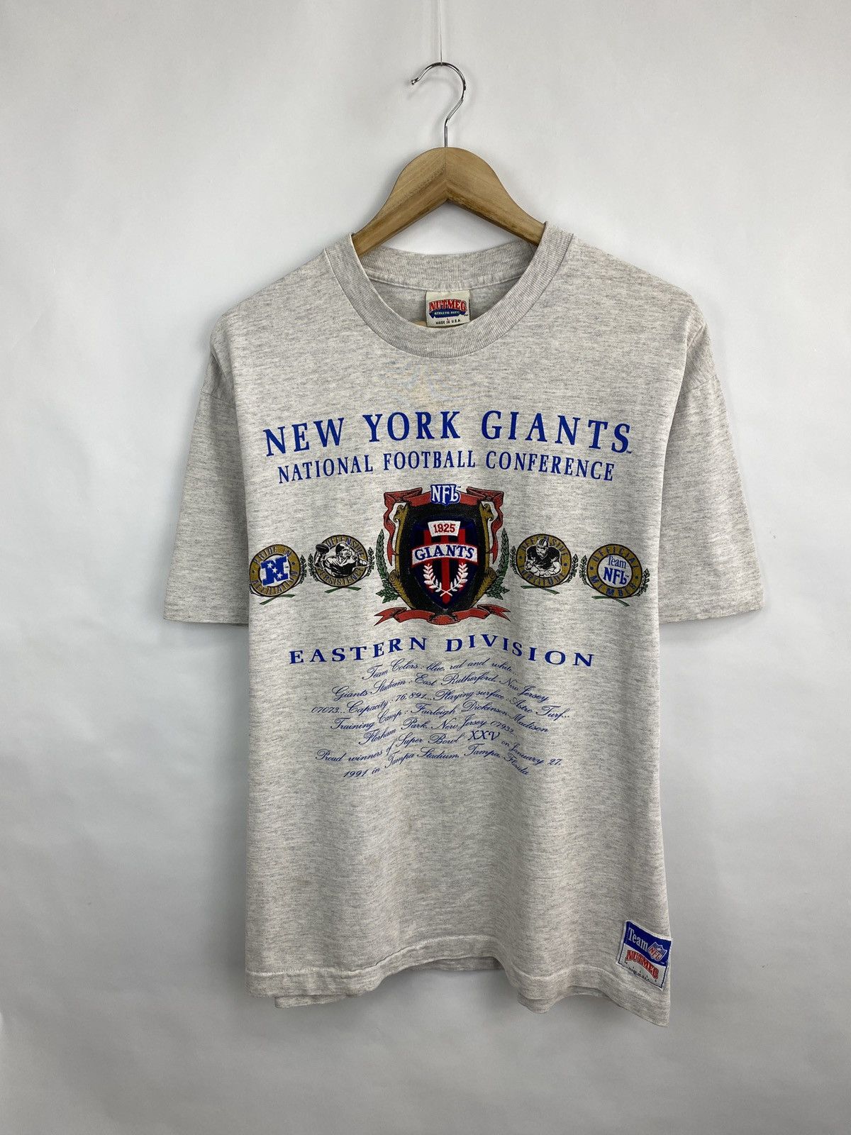 Nutmeg 🇺🇸🏈 Vintage 90s New York Giants Nutmag Football T-shirt Rare Size US L / EU 52-54 / 3 - 3 Thumbnail