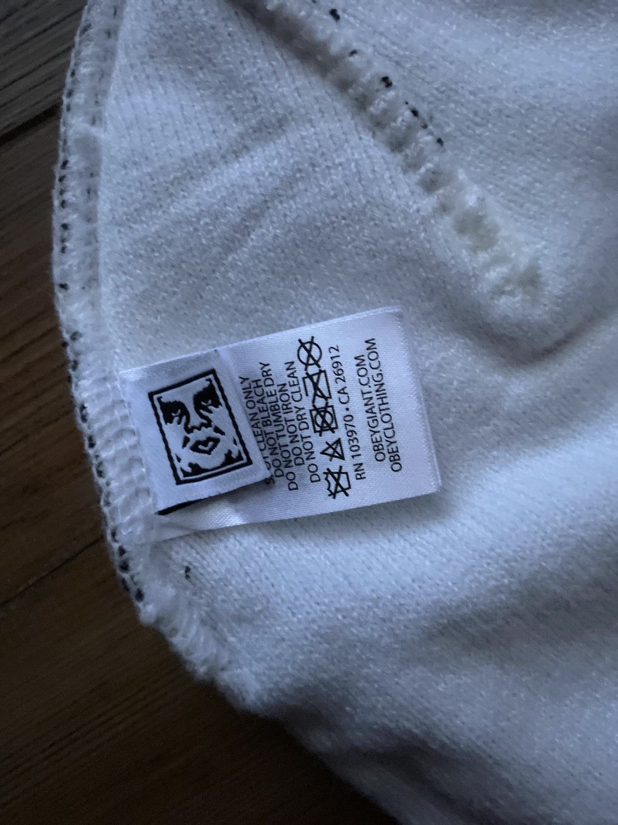 Japanese Brand × Obey Black & White Obey Print Beanie Size ONE SIZE - 4 Thumbnail