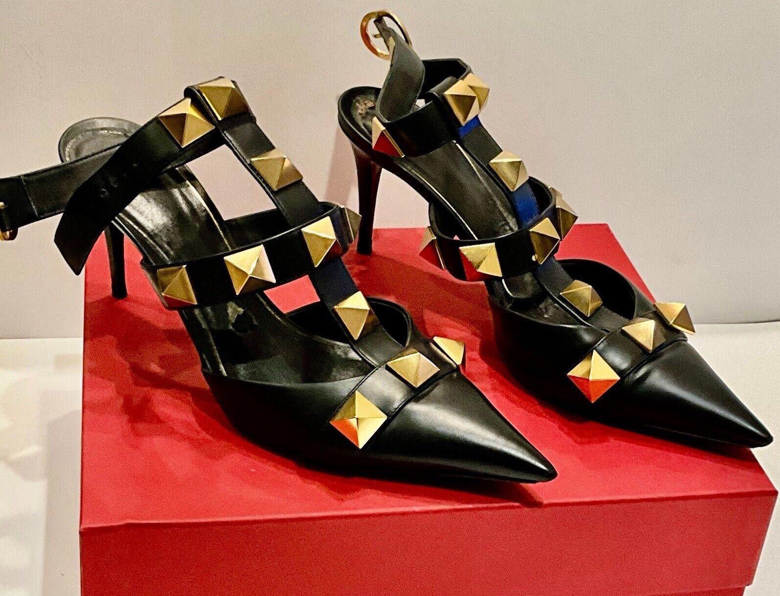 Valentino Valentino Garavani Black Roman Stud Ankle Strap Heels 41 Size US 10 / IT 40 - 6 Thumbnail