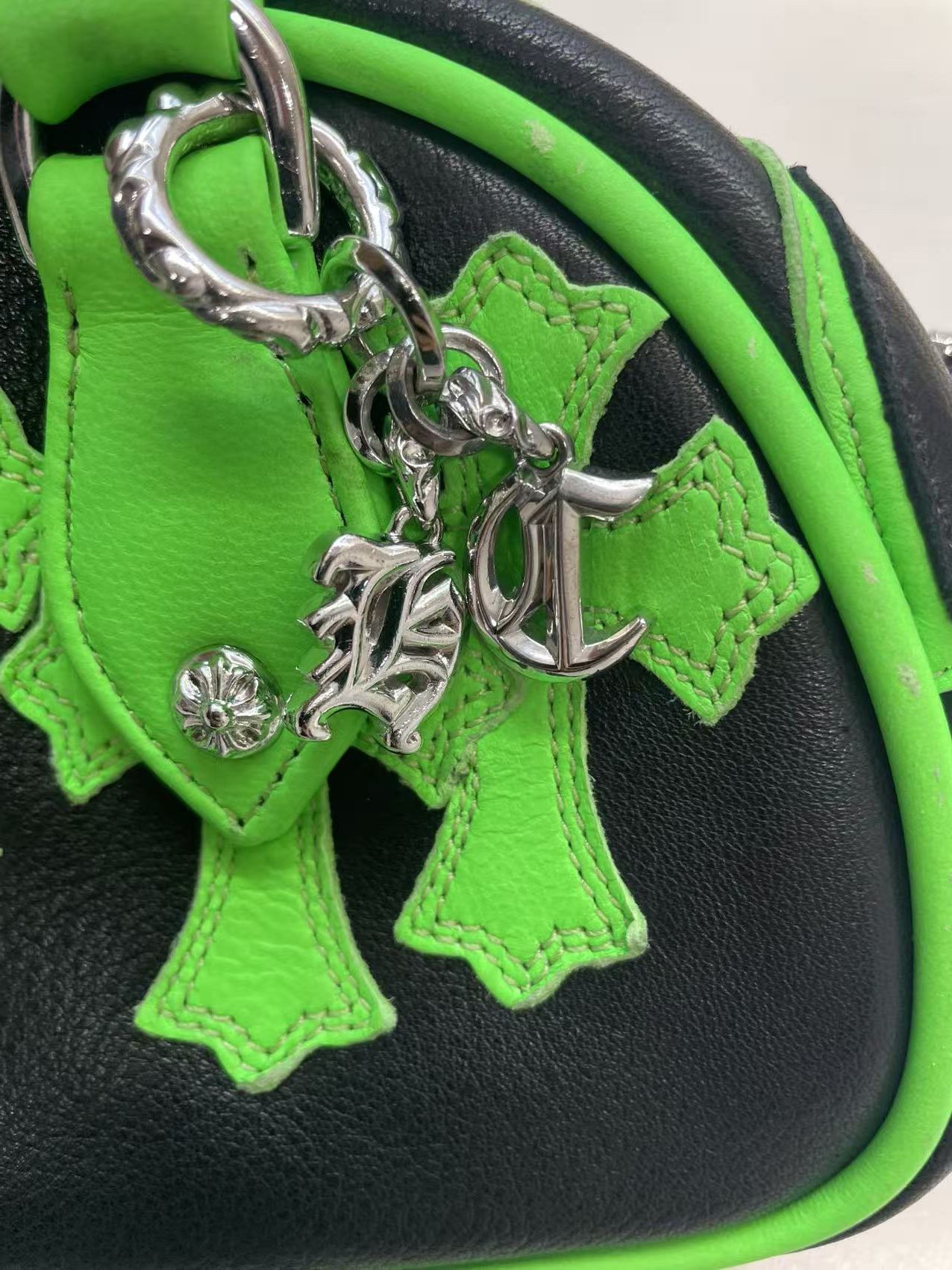 Chrome Hearts Chrome Hearts Leather Cross Patch Black&Green Mini Gym Bag Size ONE SIZE - 8 Thumbnail