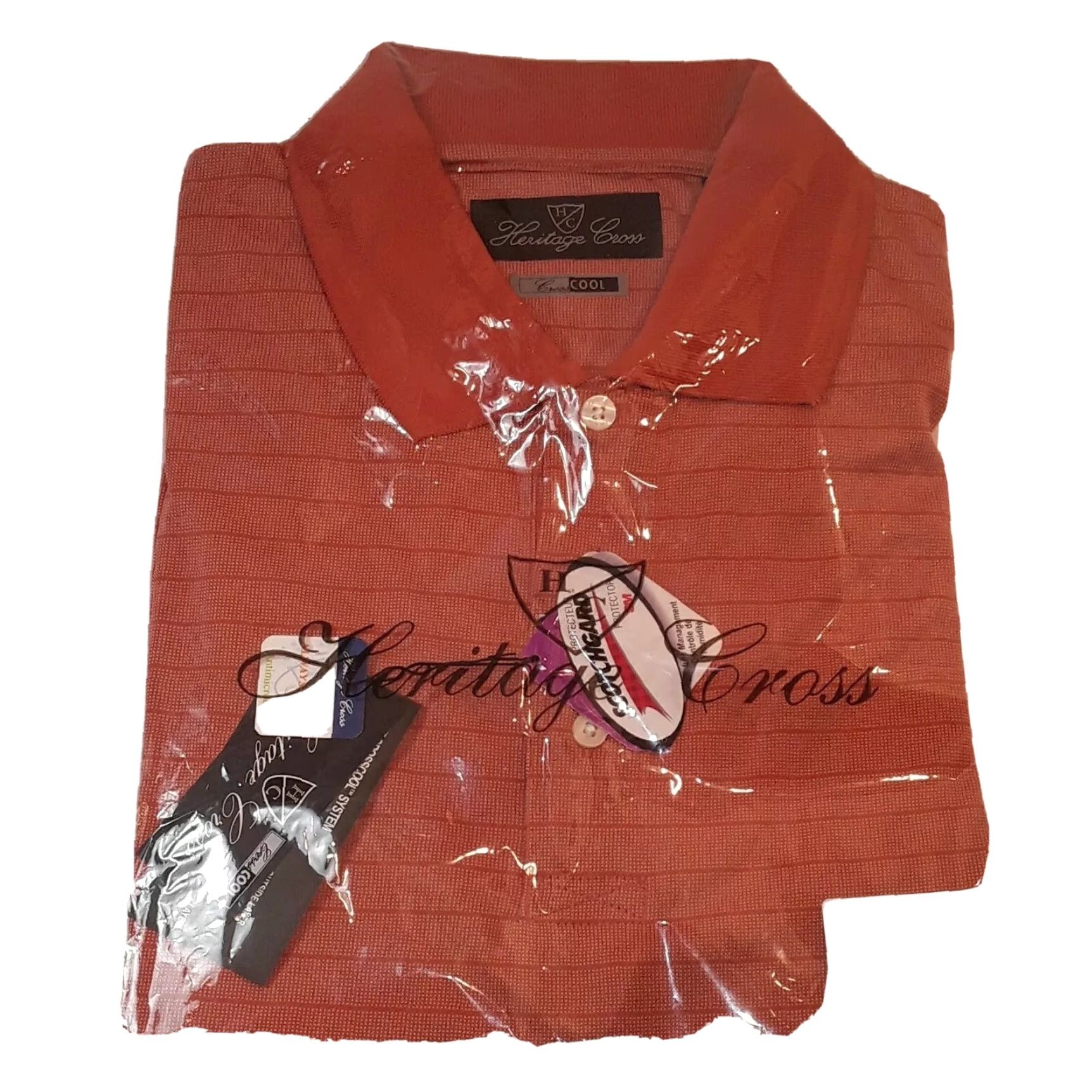 Vintage NEW MENS PUMPKIN GOLF SHIRT CROSS IVORY PINSTRIPES SM.PUMPKIN Heritage 22x30 Polo Short Sleeve 30 in 100% Polyester Mens Regular Size S #e2 Size US S / EU 44-46 / 1 - 2 Thumbnail