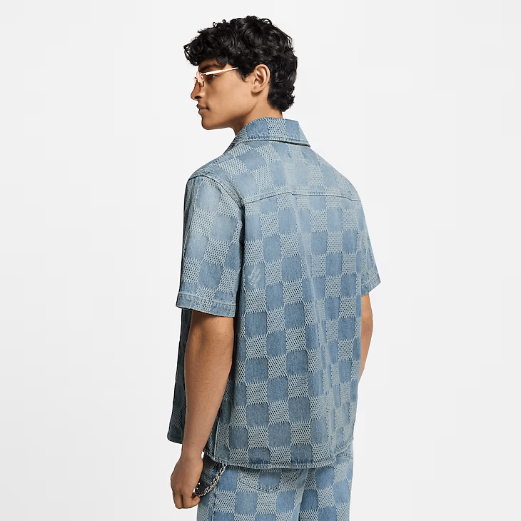 Louis Vuitton Damier 3D Light Denim Short-Sleeved Shirt Size US XXL / EU 58 / 5 - 3 Thumbnail