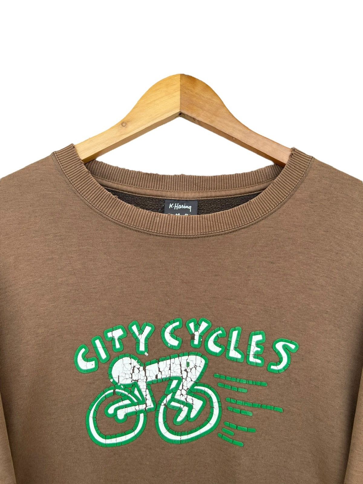 Keith Haring Keith Haring City Cycle Distressed Sunfaded Brown Sweatshirt Size US M / EU 48-50 / 2 - 5 Thumbnail