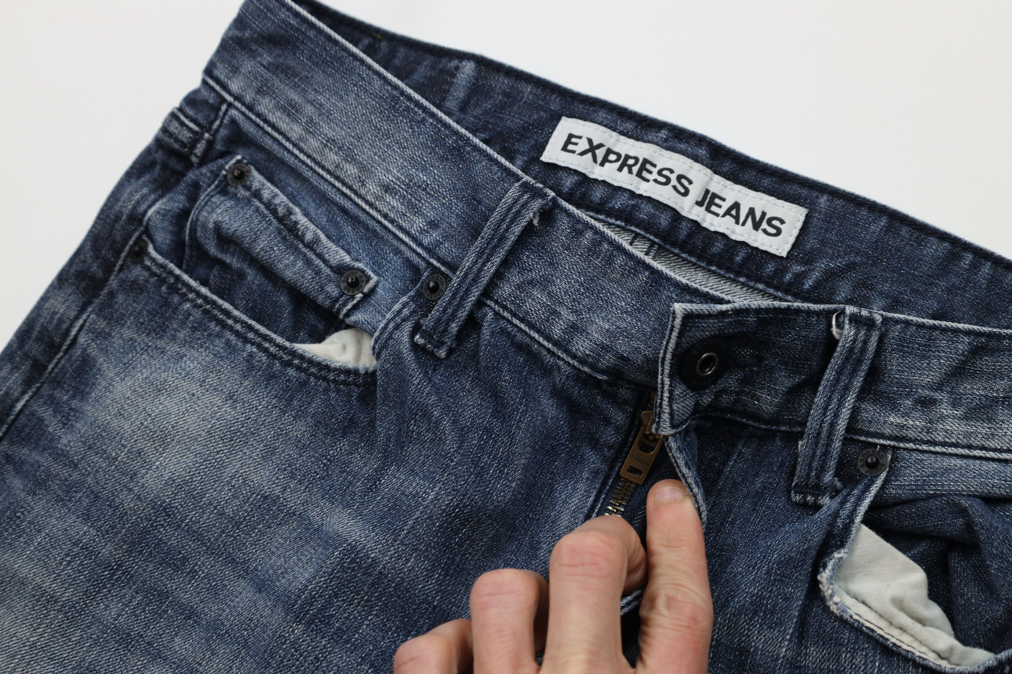 Express Express Rocco Slim Fit Skinny Leg Denim Jeans Blue Cotton Size US 29 - 7 Thumbnail