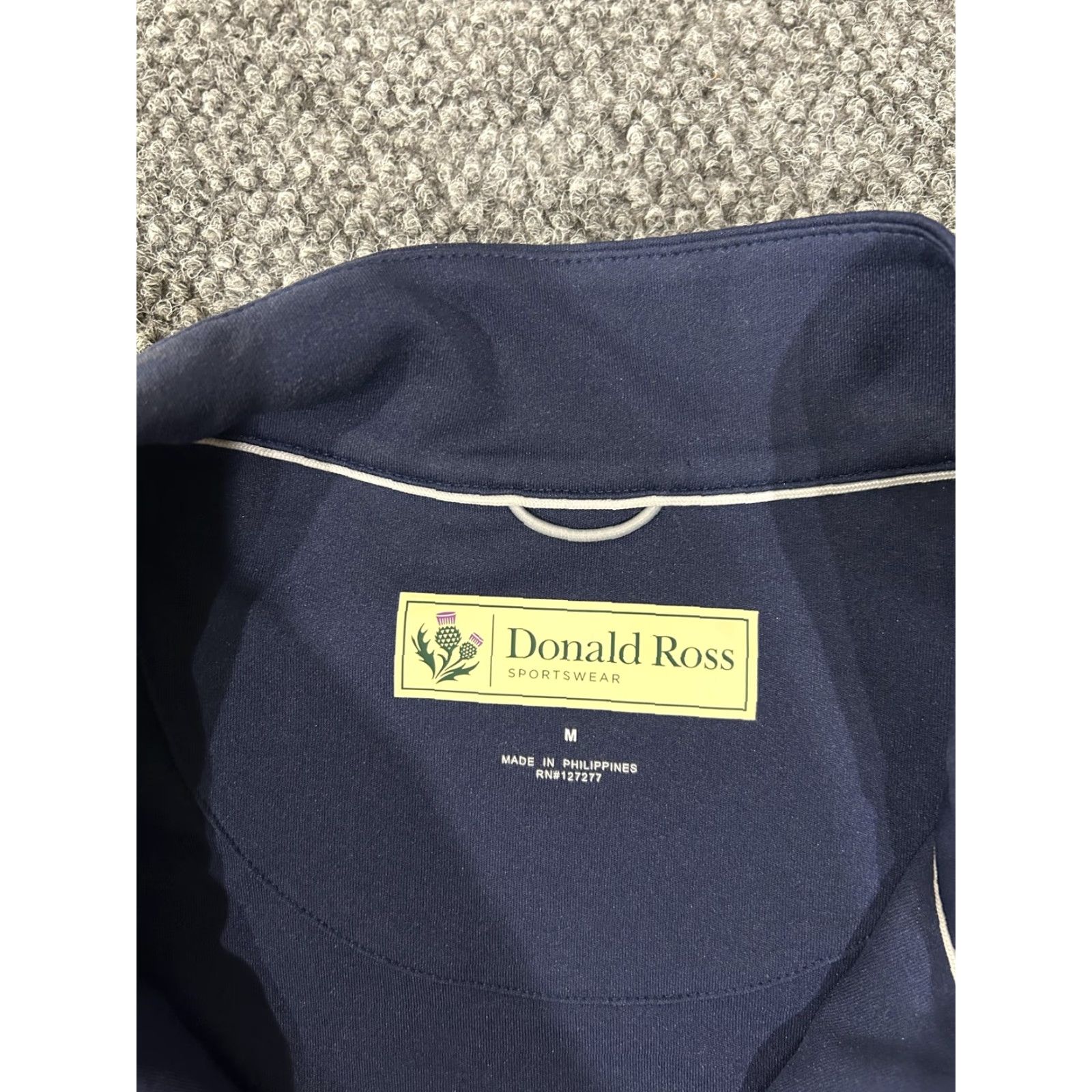 Vintage Donald Ross Sweatshirt Mens Medium Blue 1/4 Zip Golf Pullover Peter J Golueke Knit Polyester Mock Neck Zipper Logo Size US M / EU 48-50 / 2 - 4 Thumbnail