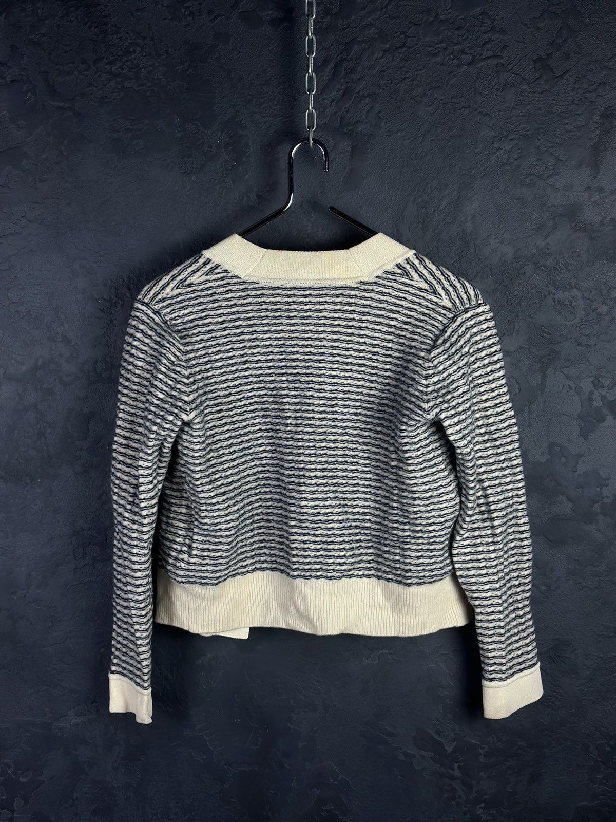 Designer × Sandro SANDRO Striped V-neck Wool Cardigan Size 1 Size S / US 4 / IT 40 - 7 Thumbnail