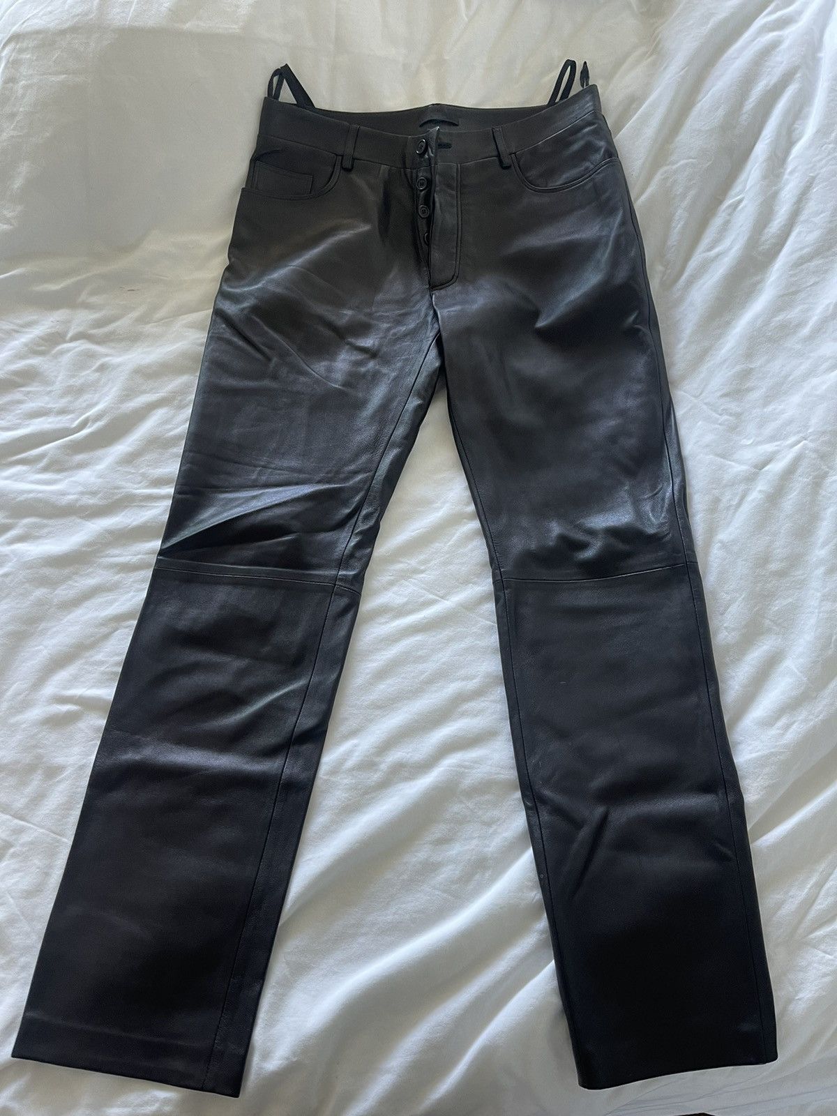 image of Helmut Lang Leather Pants in Black, Men's (Size 32)