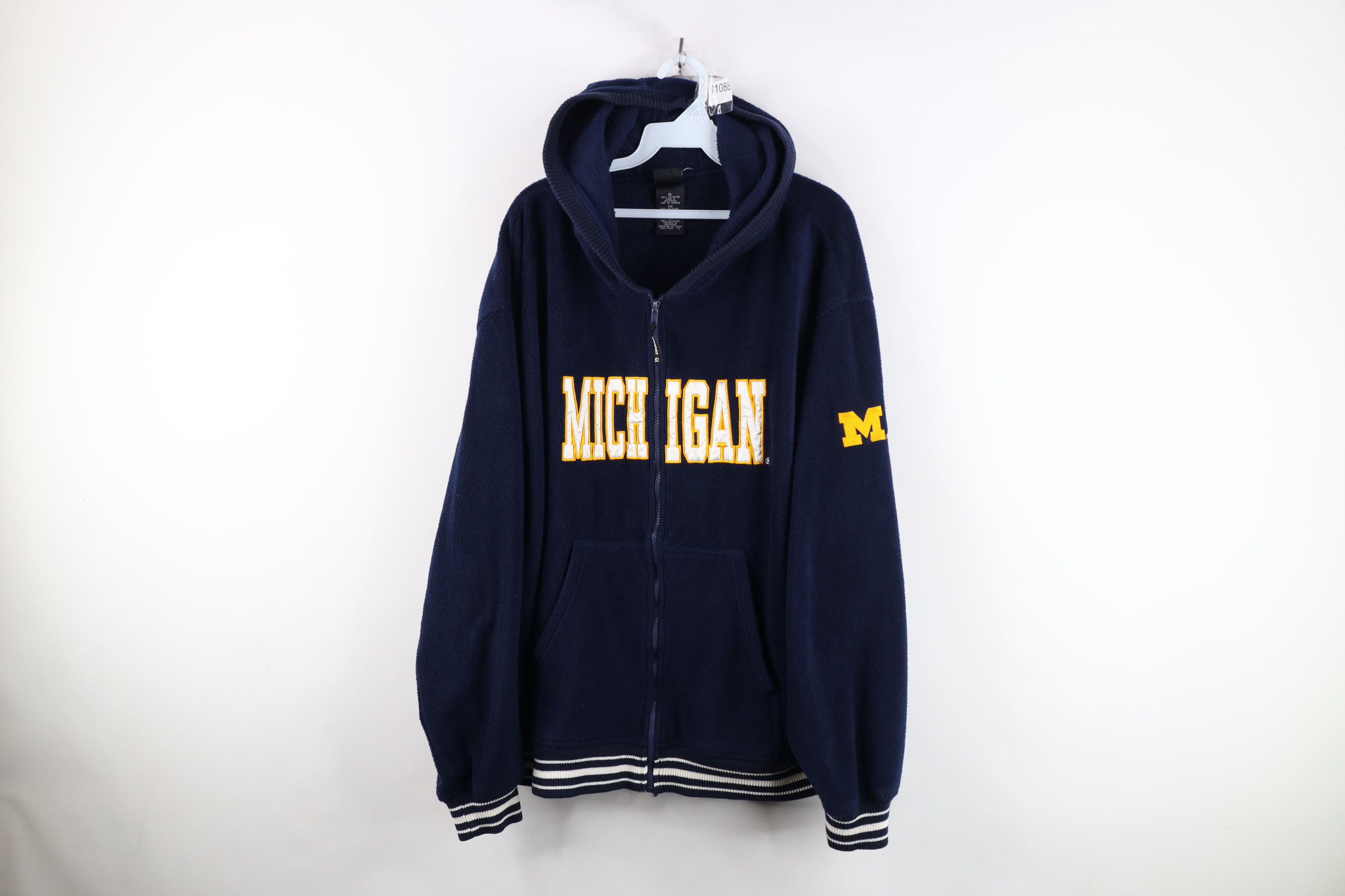 Starter Vintage 90s Starter of Michigan Full Zip Fleece Hoodie Blue Size US XL / EU 56 / 4 - 1 Thumbnail