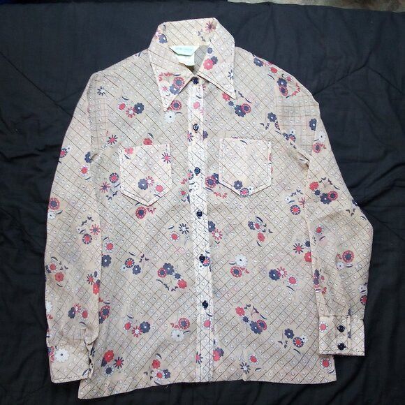 Vintage Vintage Alex Colman Hearts Flowers Grid Button Shirt Size L / US 10 / IT 46 - 2 Thumbnail