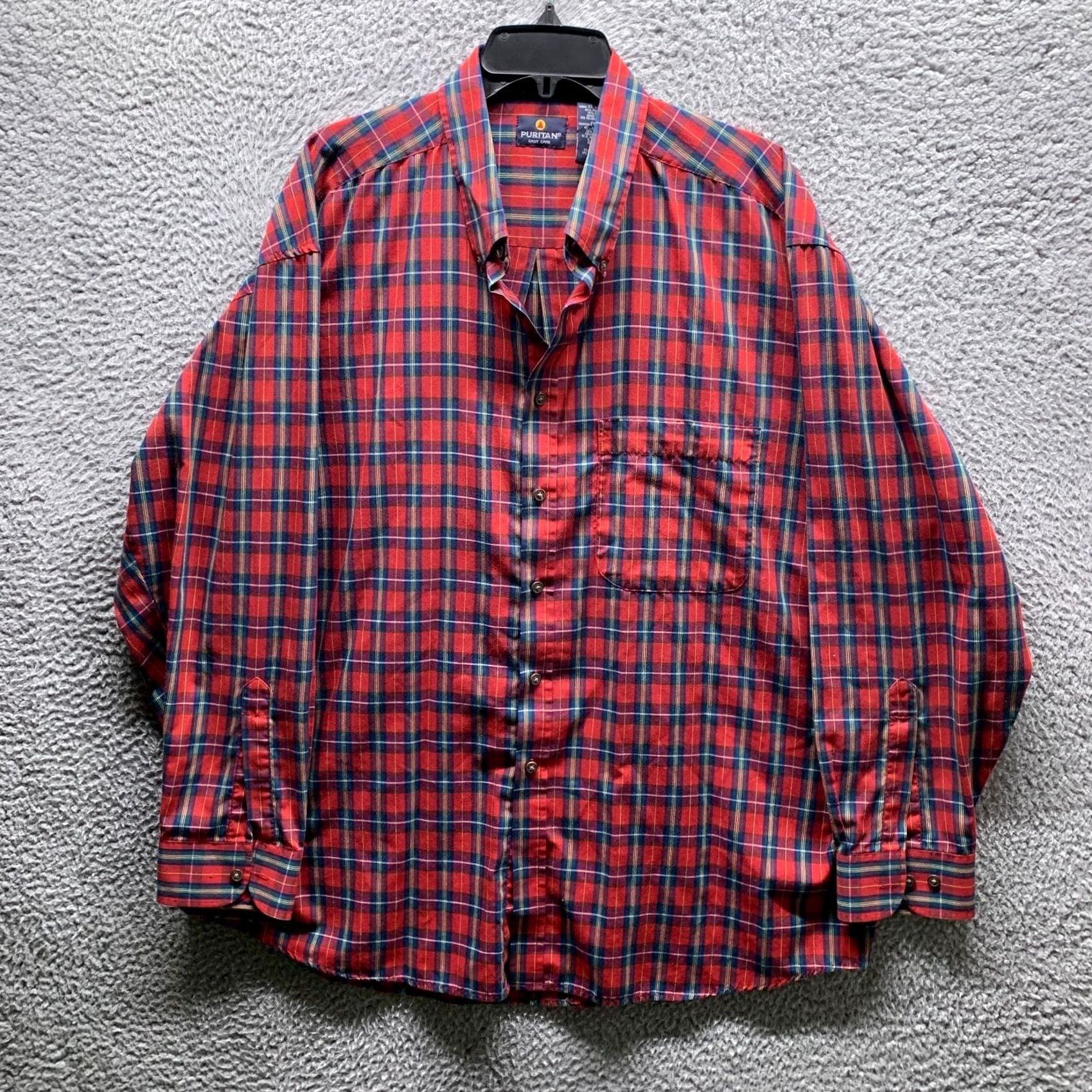 Vintage VINTAGE Puritan Shirt Mens XL Red Green Blue Button Up Casual Plaid Hawaiian Aloha Shirt Long Sleeve Collared Button-Down Vintage Size US XL / EU 56 / 4 - 2 Thumbnail