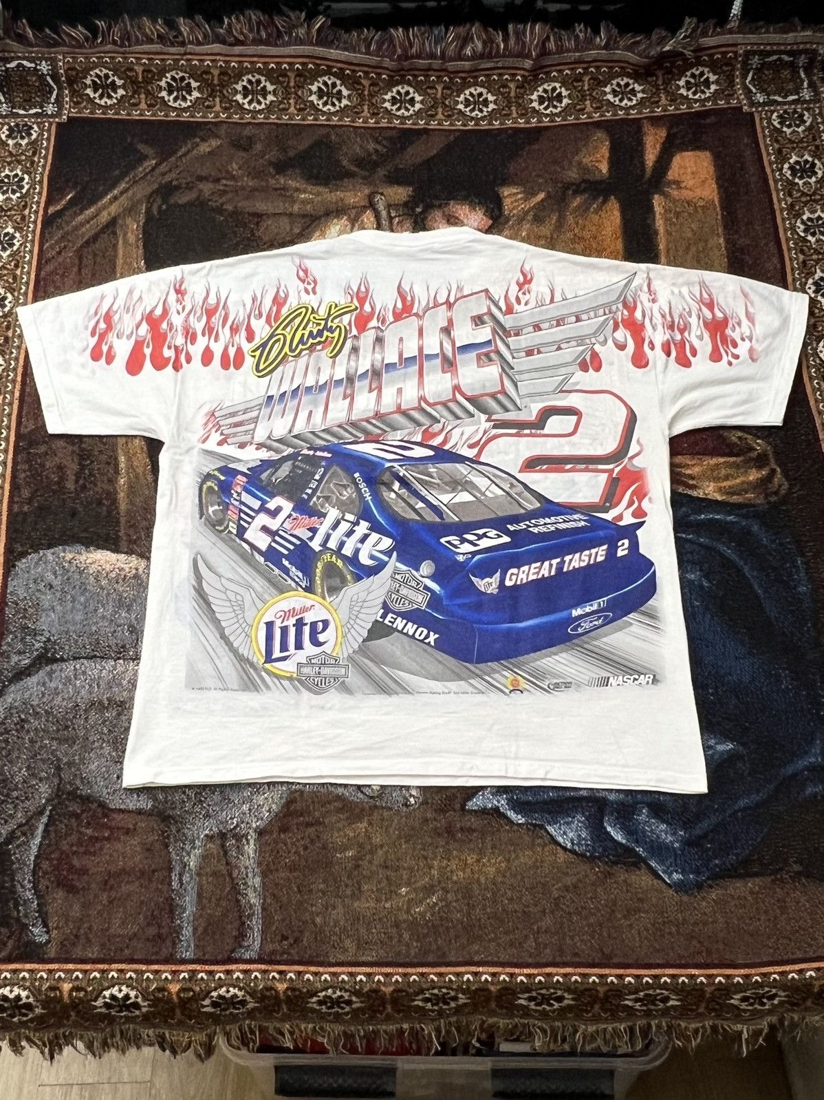 NASCAR Rare Misprint Vintage NASCAR Rusty Wallace Harley AOP Tee Size US L / EU 52-54 / 3 - 3 Thumbnail