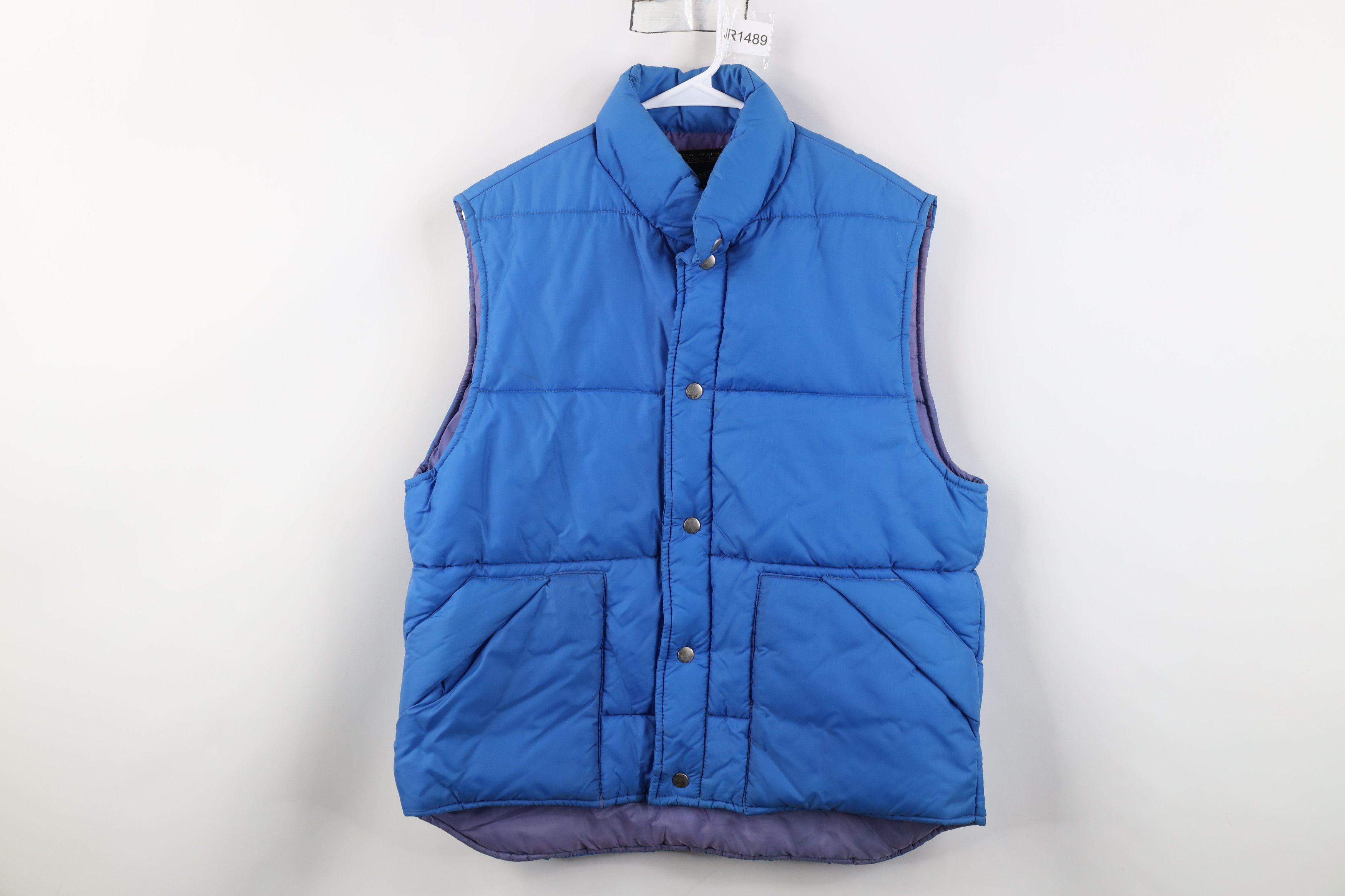 Vintage Vintage 70s Streetwear Button Puffer Vest Jacket Royal Blue Size US L / EU 52-54 / 3 - 1 Thumbnail