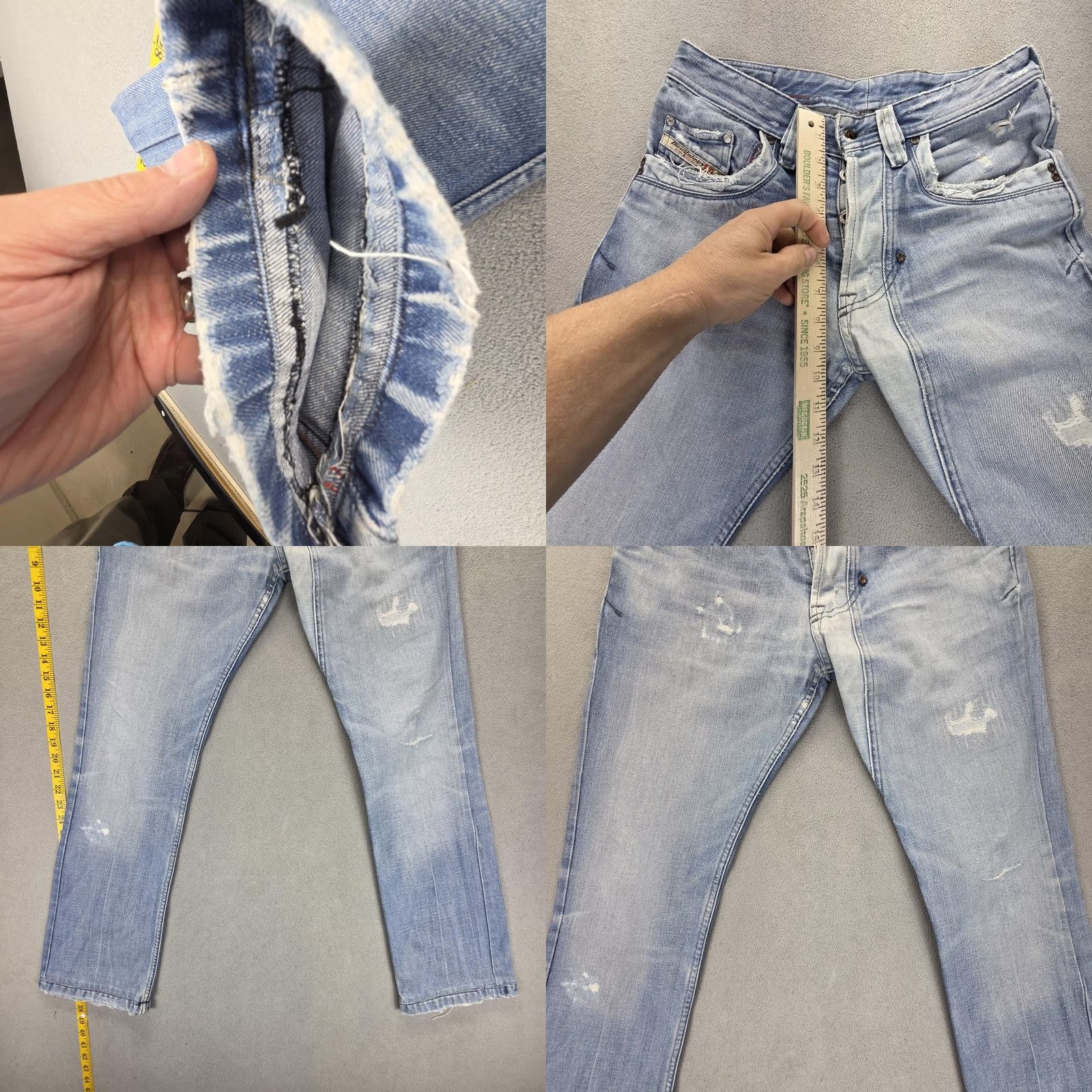 Diesel Diesel Lemmen Jeans Mens 28x32 Blue Light Wash Straight Altered Hem Size US 28 / EU 44 - 8 Thumbnail