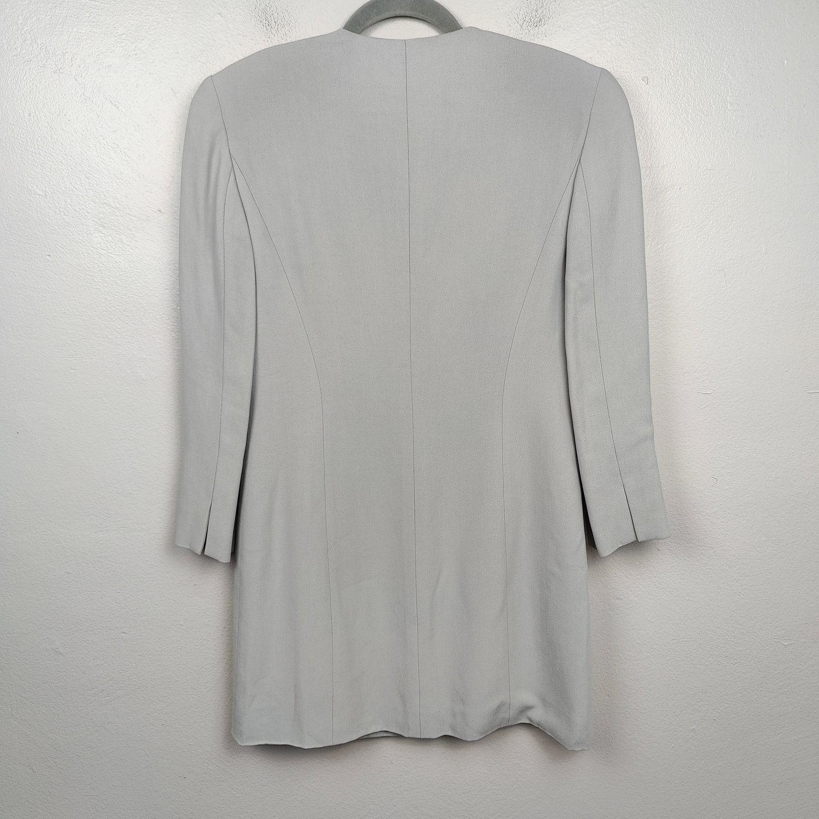 Max Mara MaxMara Long Jacket Womens 6 Dove Gray Button Up Viscose Size M / US 6-8 / IT 42-44 - 5 Thumbnail