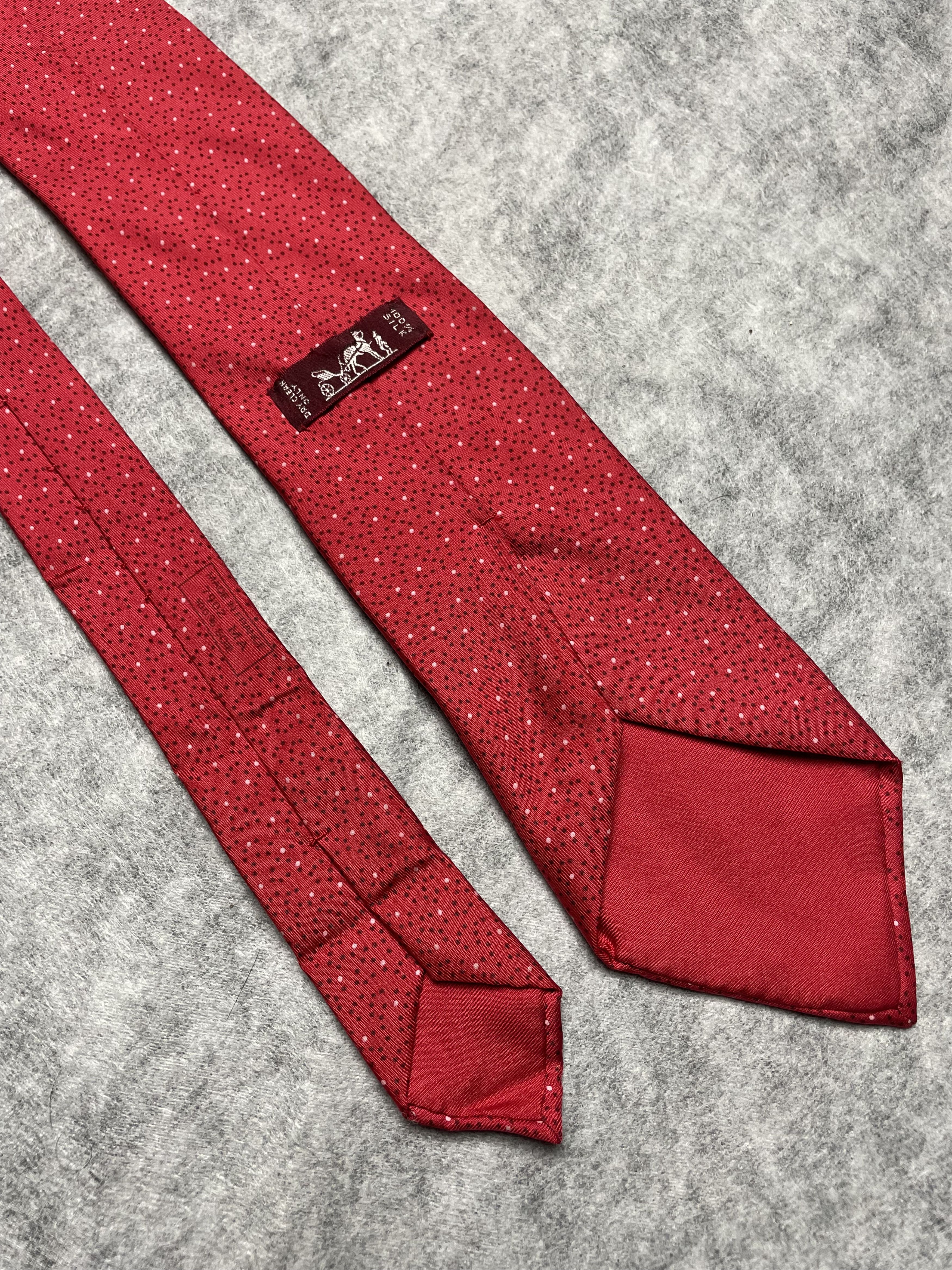 Hermes HERMES Paris 7902 MA Polka Dot Pattern Red Silk Tie Size ONE SIZE - 2 Thumbnail