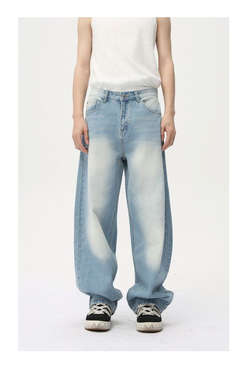 Japanese Brand Men's Japanese style distressed wide-leg curved wash jeans Size US 32 / EU 48 - 1 Thumbnail