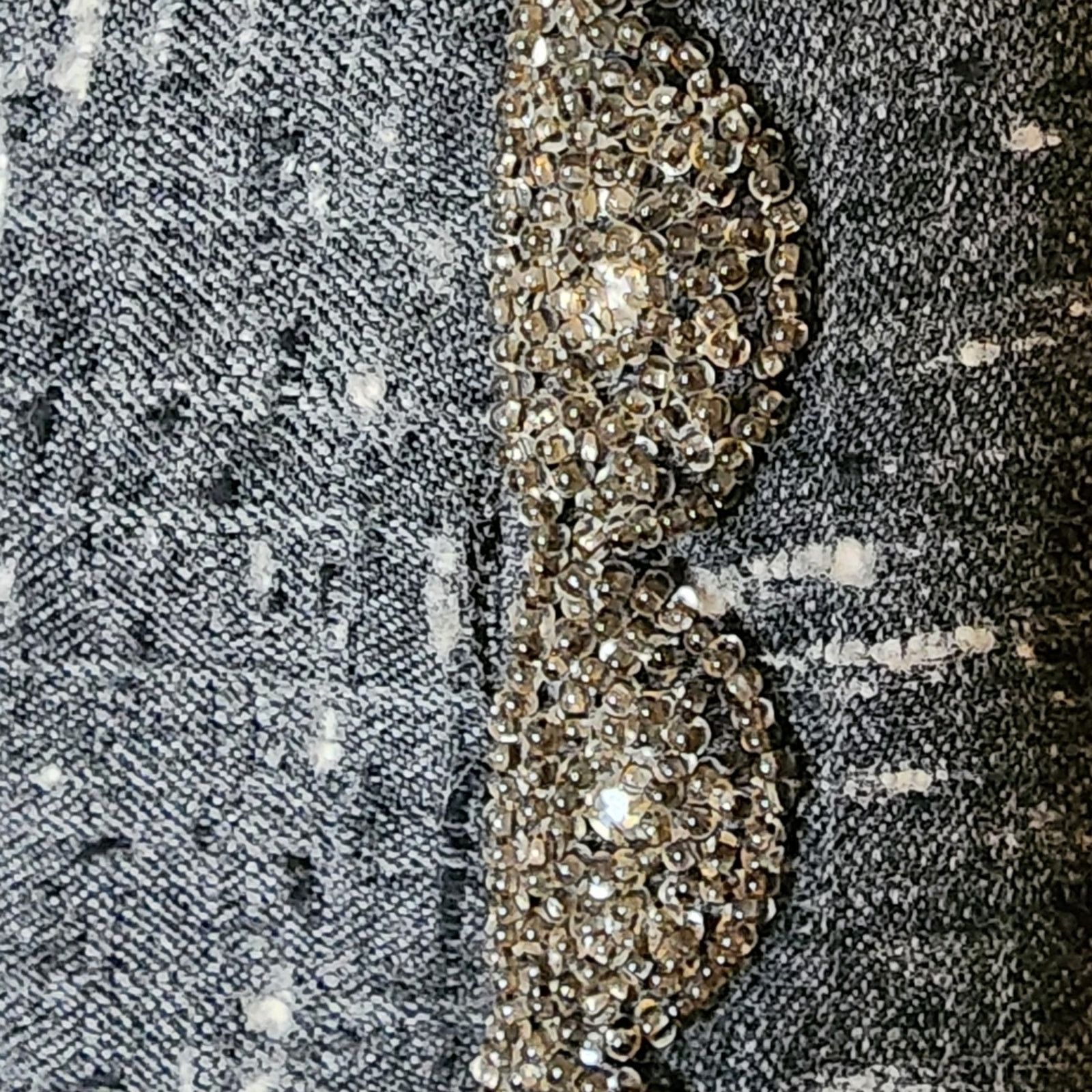 Vintage 1950s Grey Silk Tweed Rhinestone Beaded Embellished Dress L Size L / US 10 / IT 46 - 9 Thumbnail