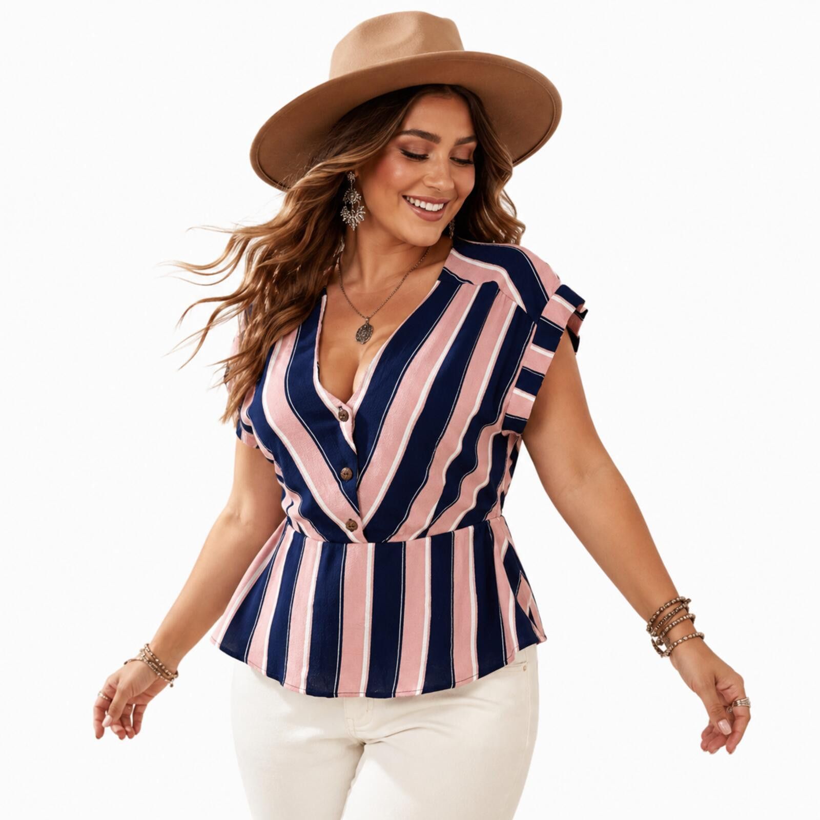 Other Monteau Boho Western Stripe Peplum Top Meduim Size M / US 6-8 / IT 42-44 - 1 Thumbnail