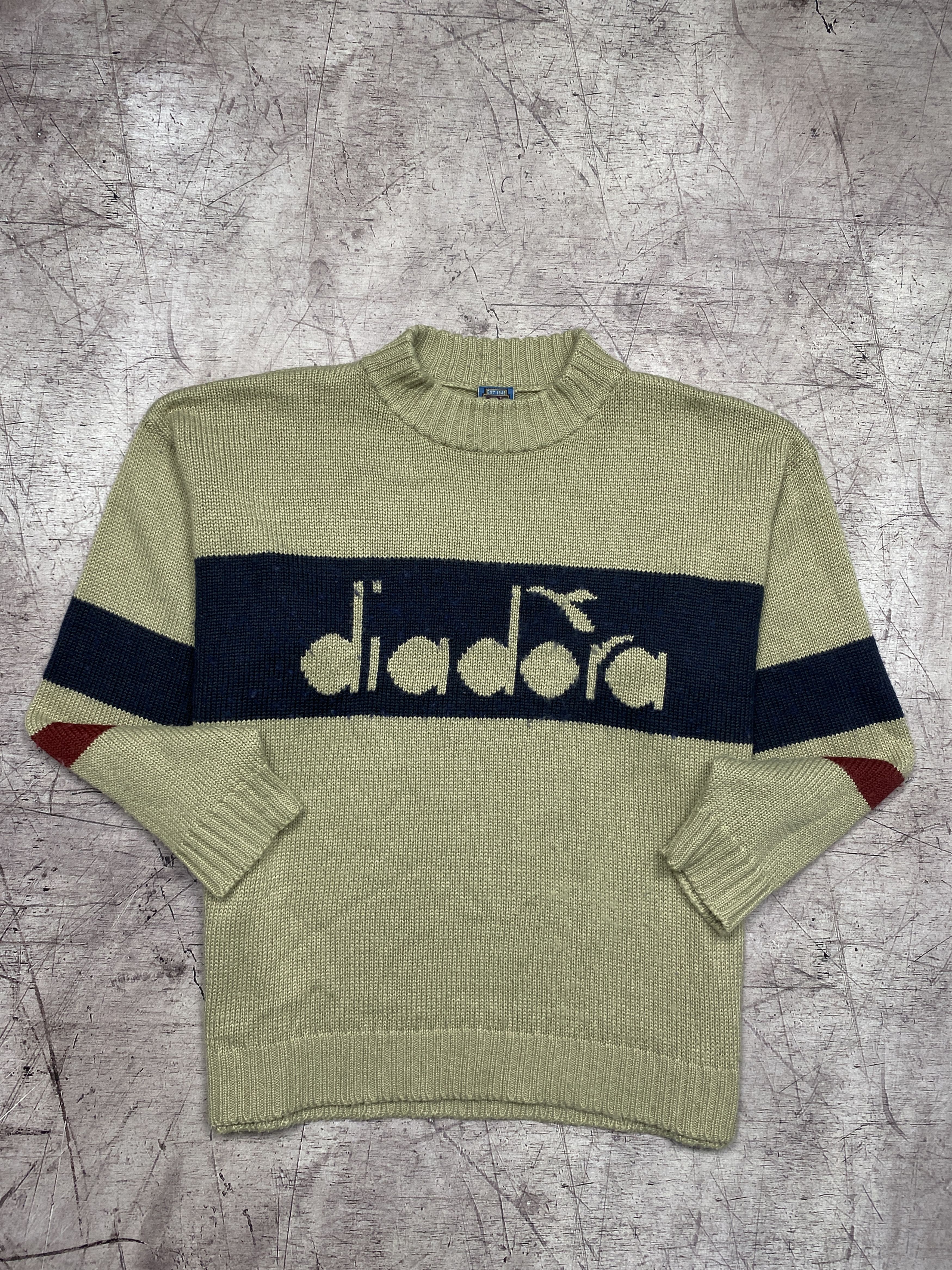 Diadora × Vintage Diadora Vintage Mens Crew Neck Knit Sweater Size US L / EU 52-54 / 3 - 1 Thumbnail
