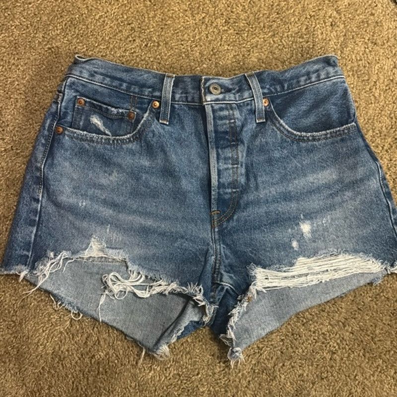 Levi's Levi’s Premium Distressed High Rise Denim Shorts W28 Size 28" / US 6 / IT 42 - 2 Thumbnail