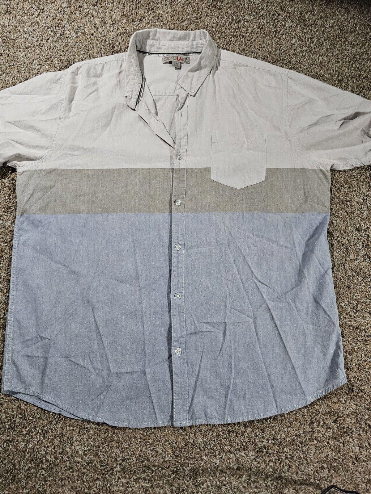 Designer SilverLake XXL Blue White Gray Colorblock Button Down Shirt Size US XXL / EU 58 / 5 - 7 Thumbnail